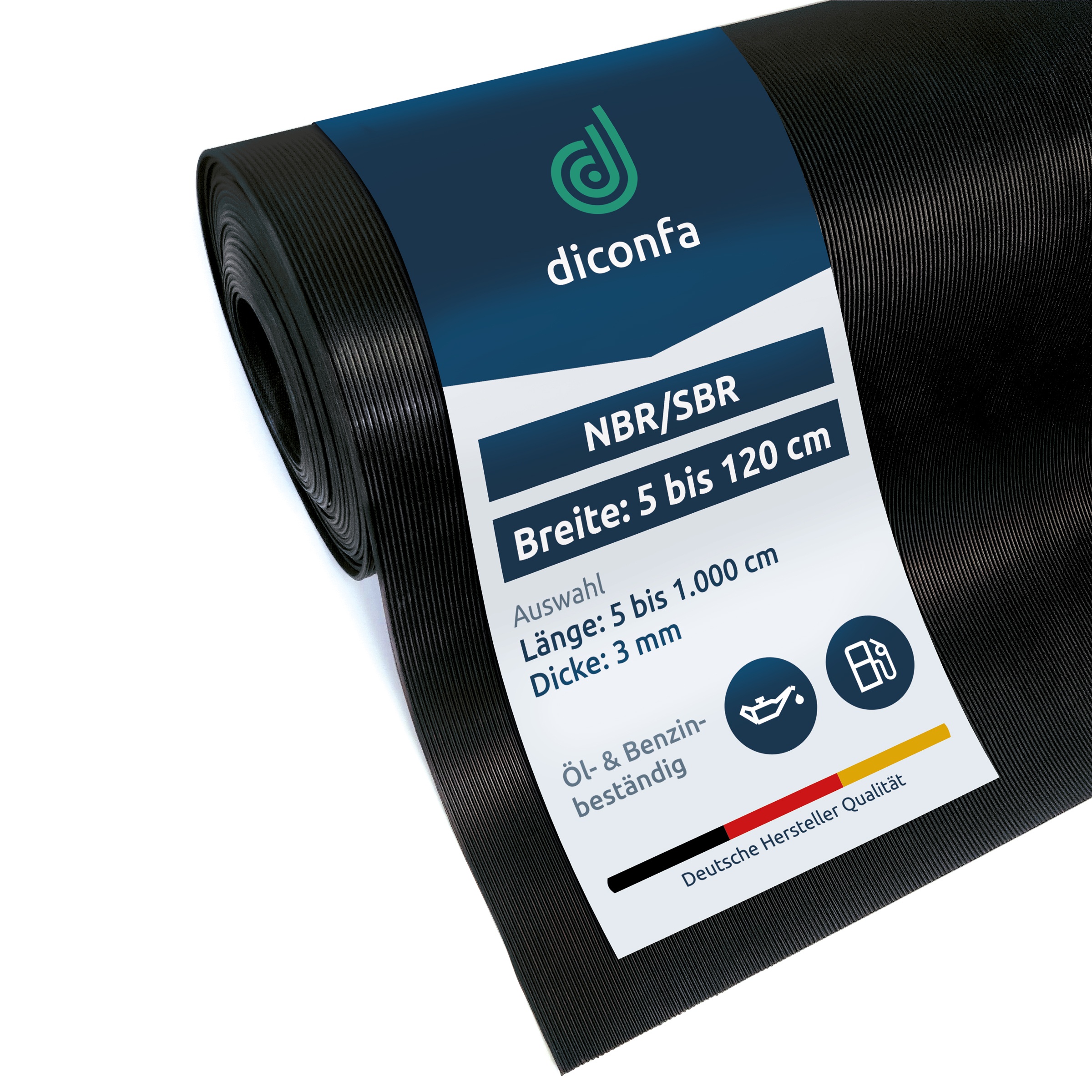 diconfa OIL-RESISTANT fine-ribbed mat, 3 mm thick, made to measure