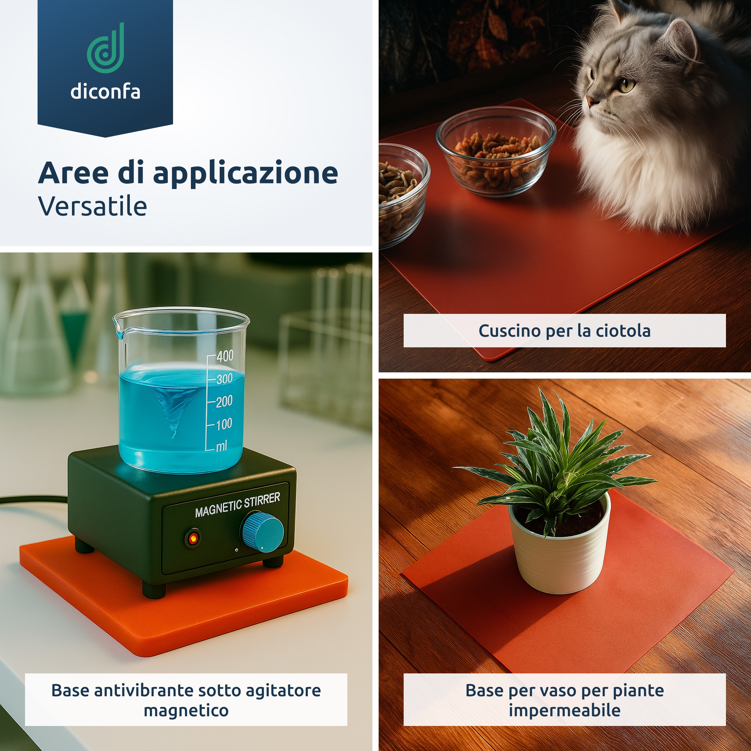 Piastra in silicone rosso su misura