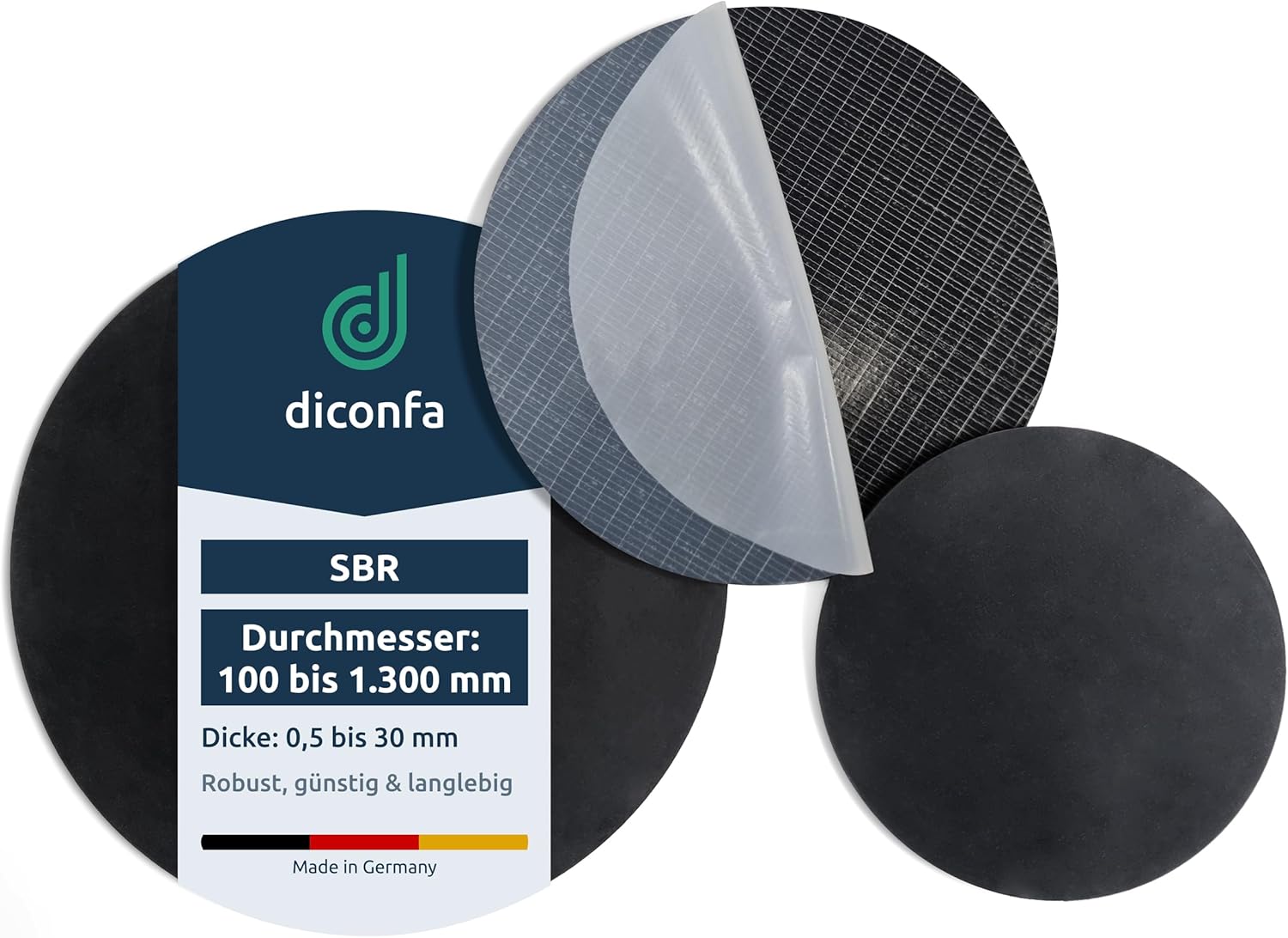 diconfa RUNDE Gummimatte SBR selbstklebend nach Maß