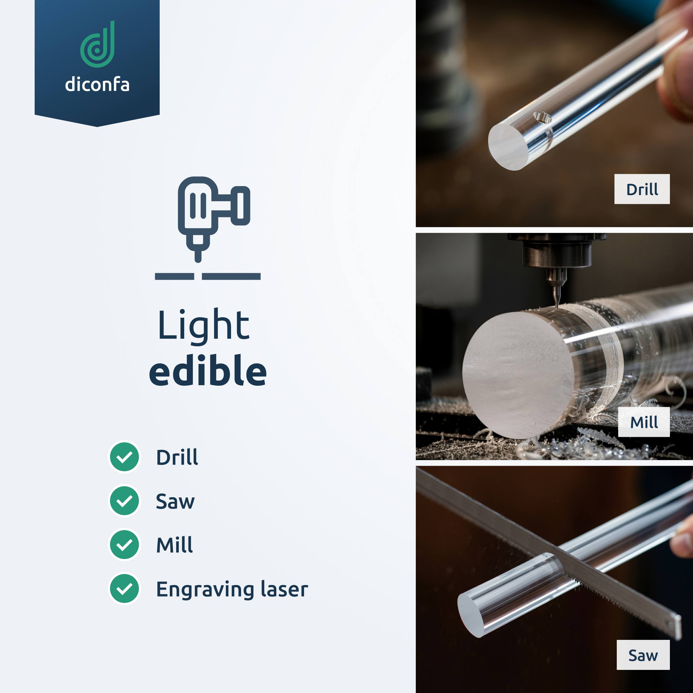 diconfa colorless Acrylic Round Rod - made to measure