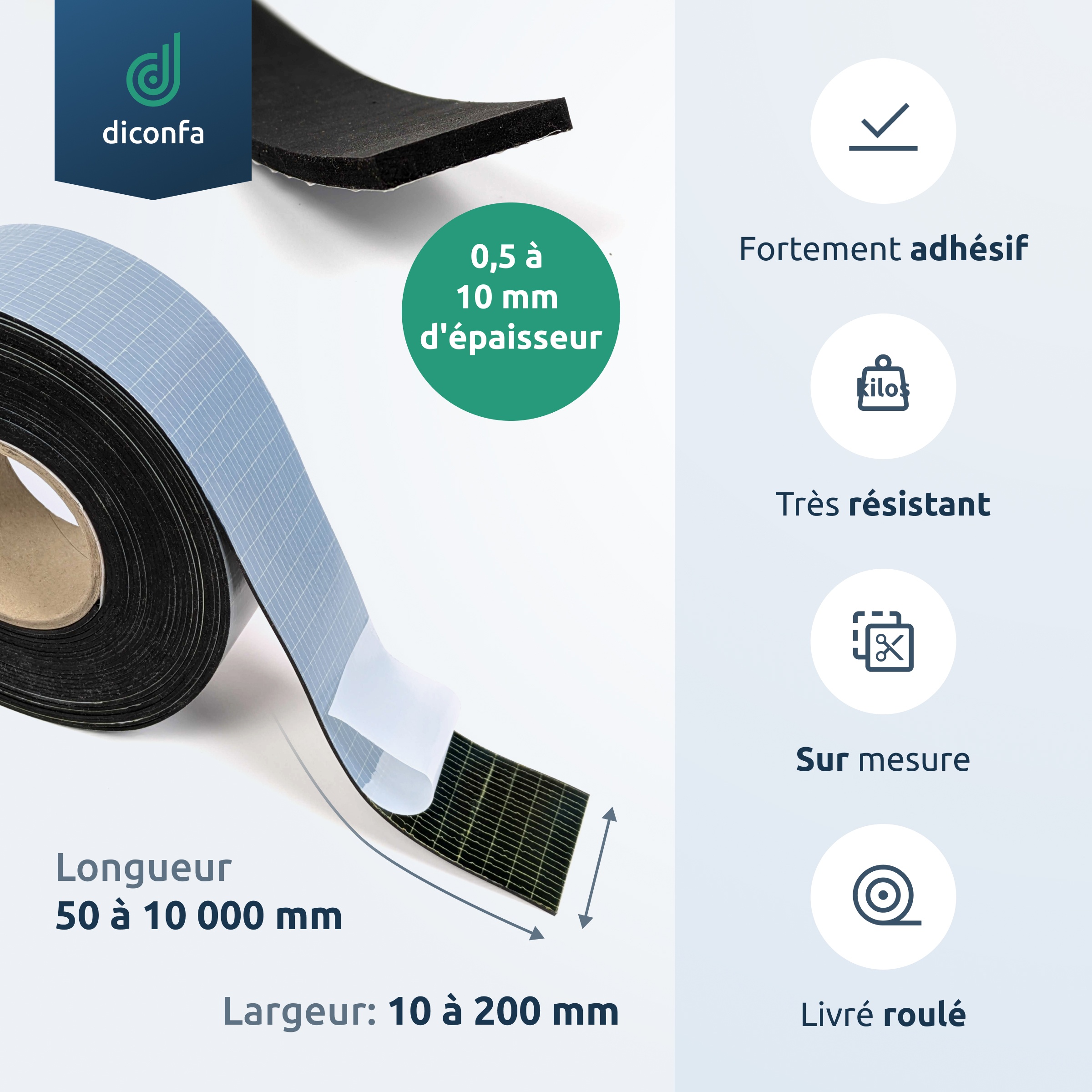 bande de caoutchouc auto-adhésive sur mesure