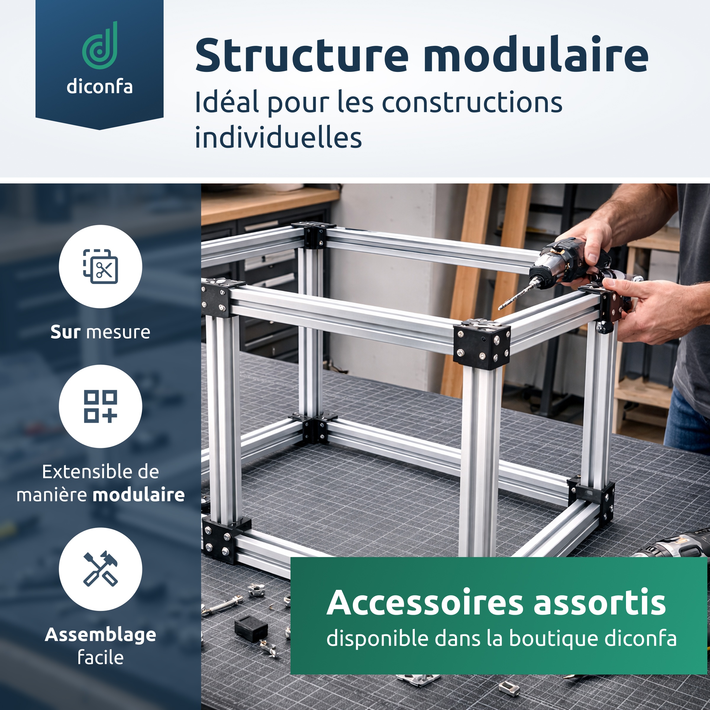 Profilé en aluminium sur mesure en différentes tailles