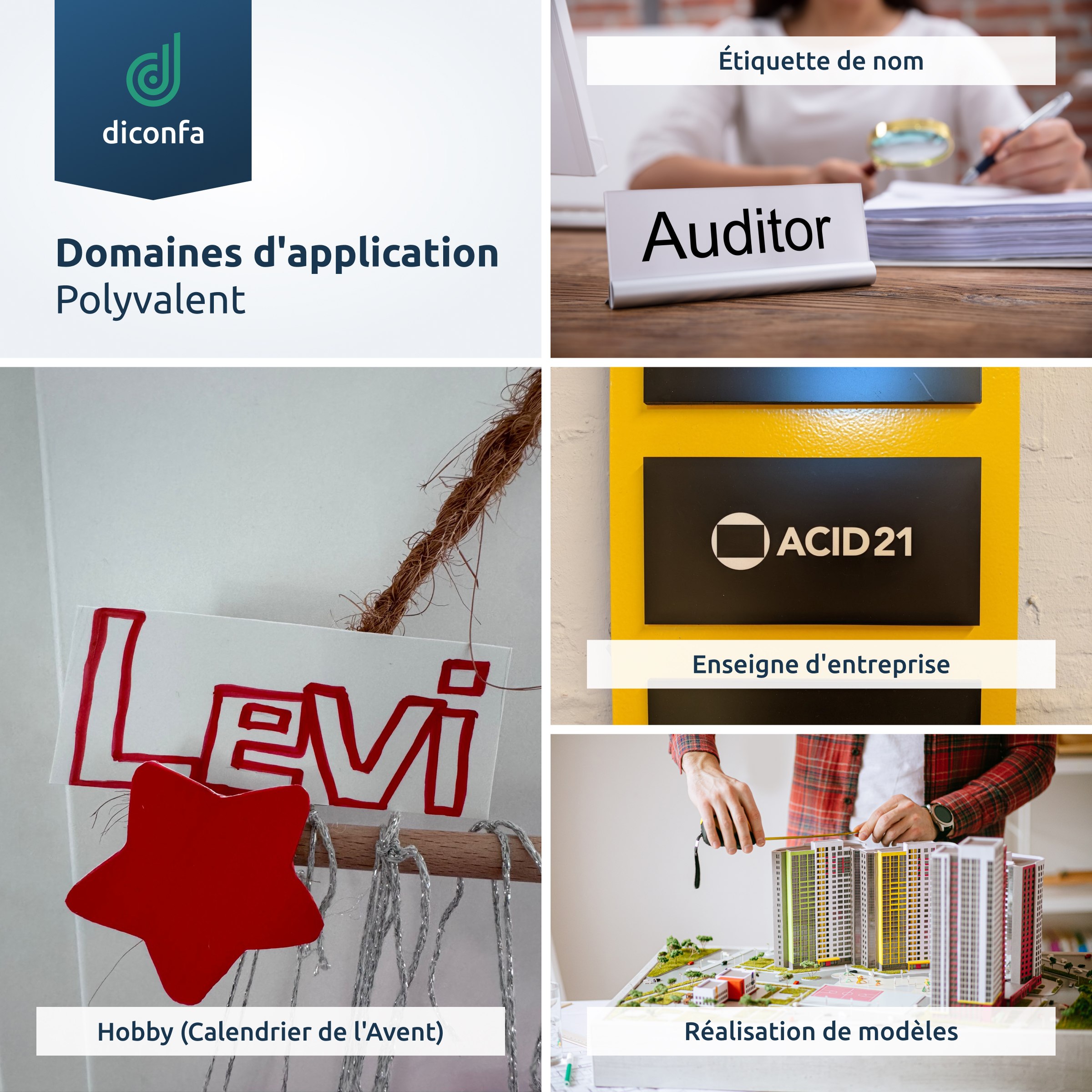 diconfa plaque en plastique polystyrène noir