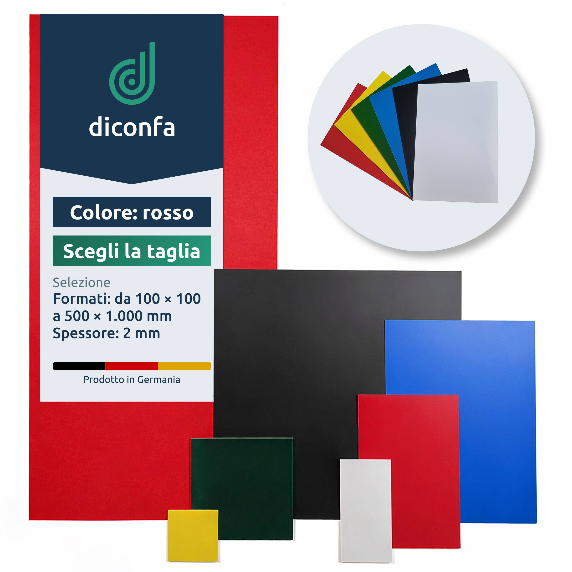 Lastra di plastica polistirolo rosso