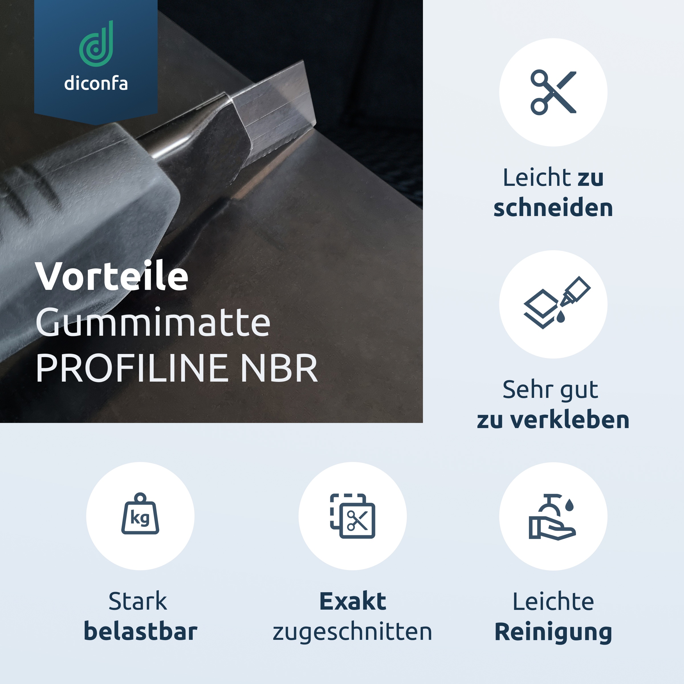 diconfa Gummimatte DIN A4 oder A5 in NBR/SBR