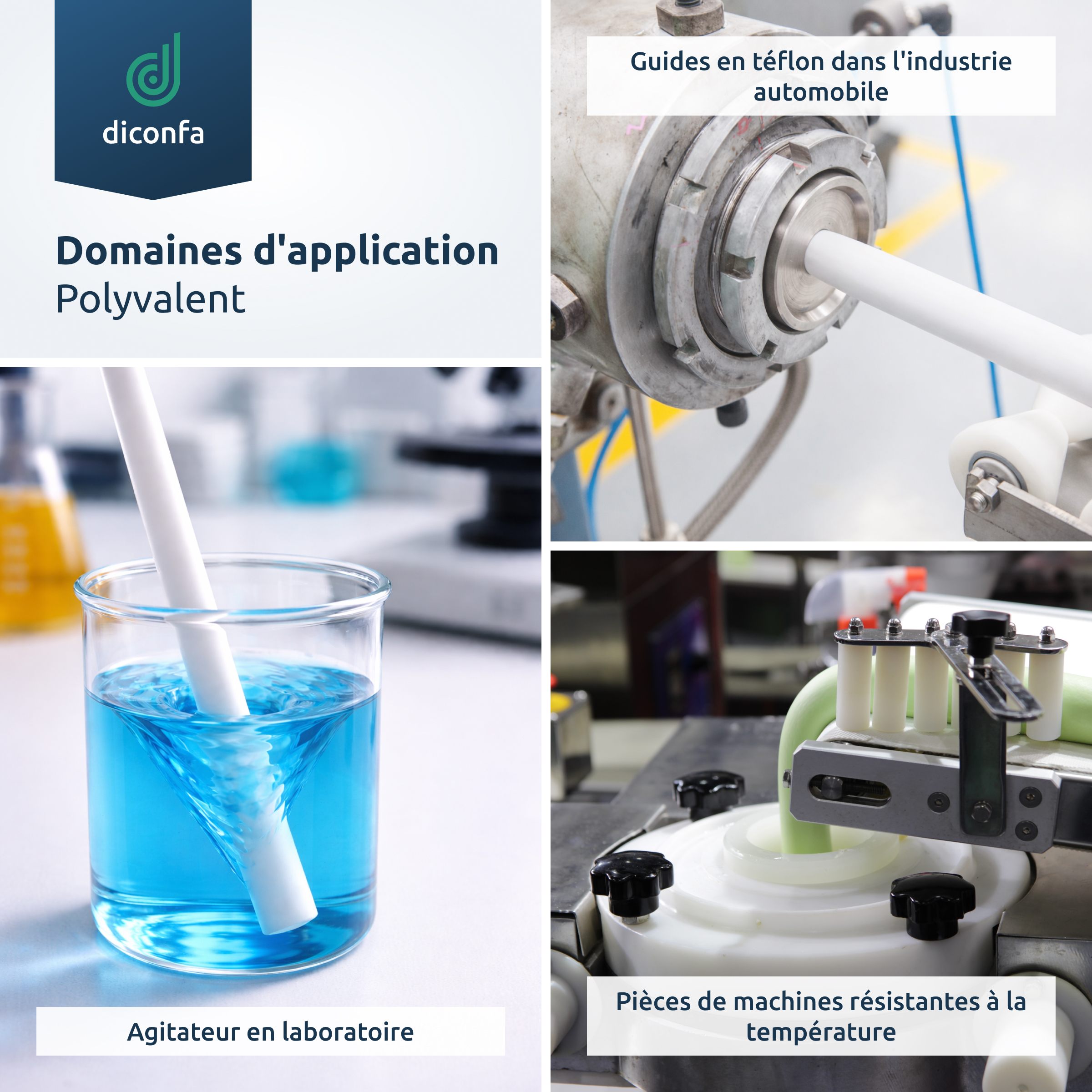 diconfa barre ronde en PTFE Téflon)sur mesure