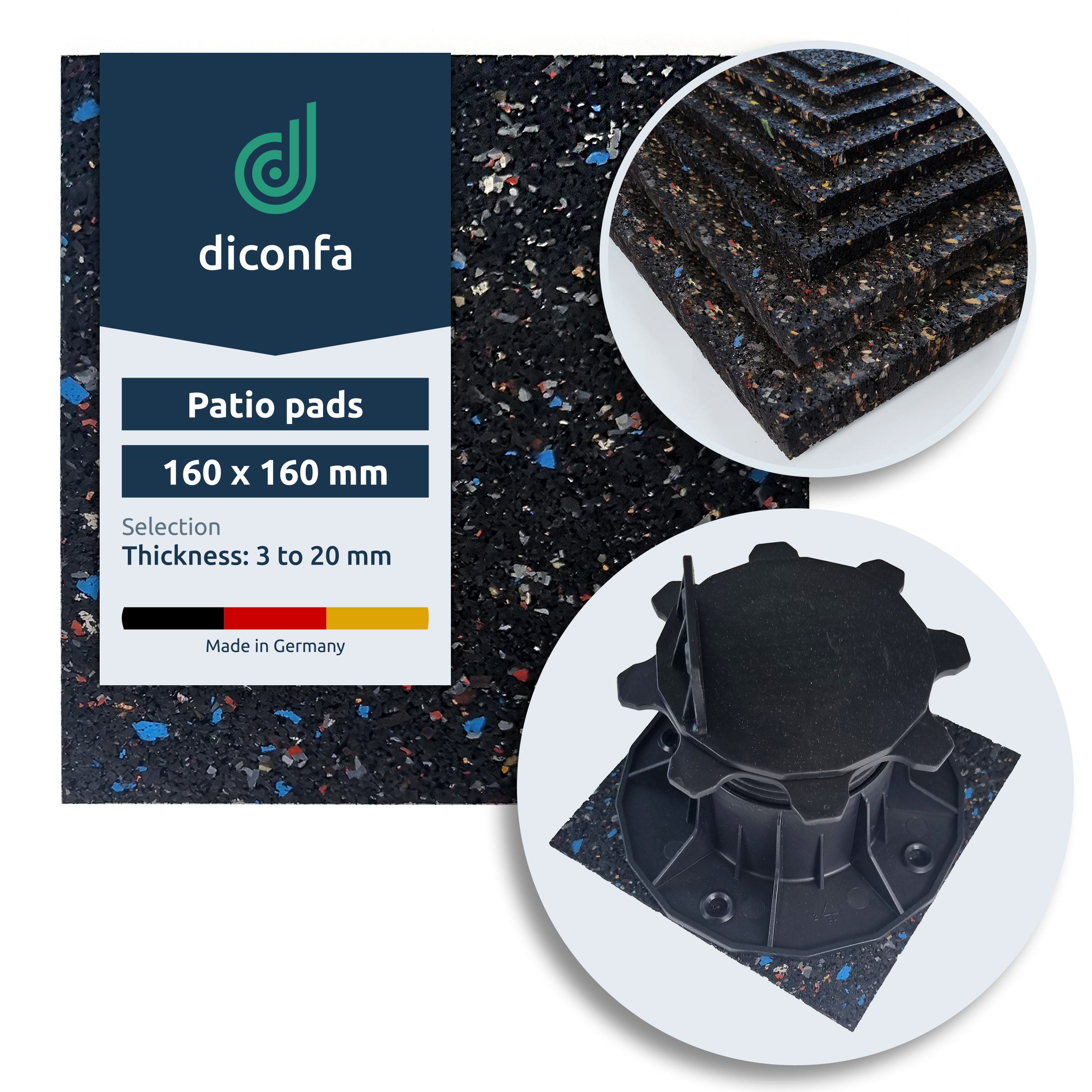 terrace pads made of rubber granulate 160 x 160 mm