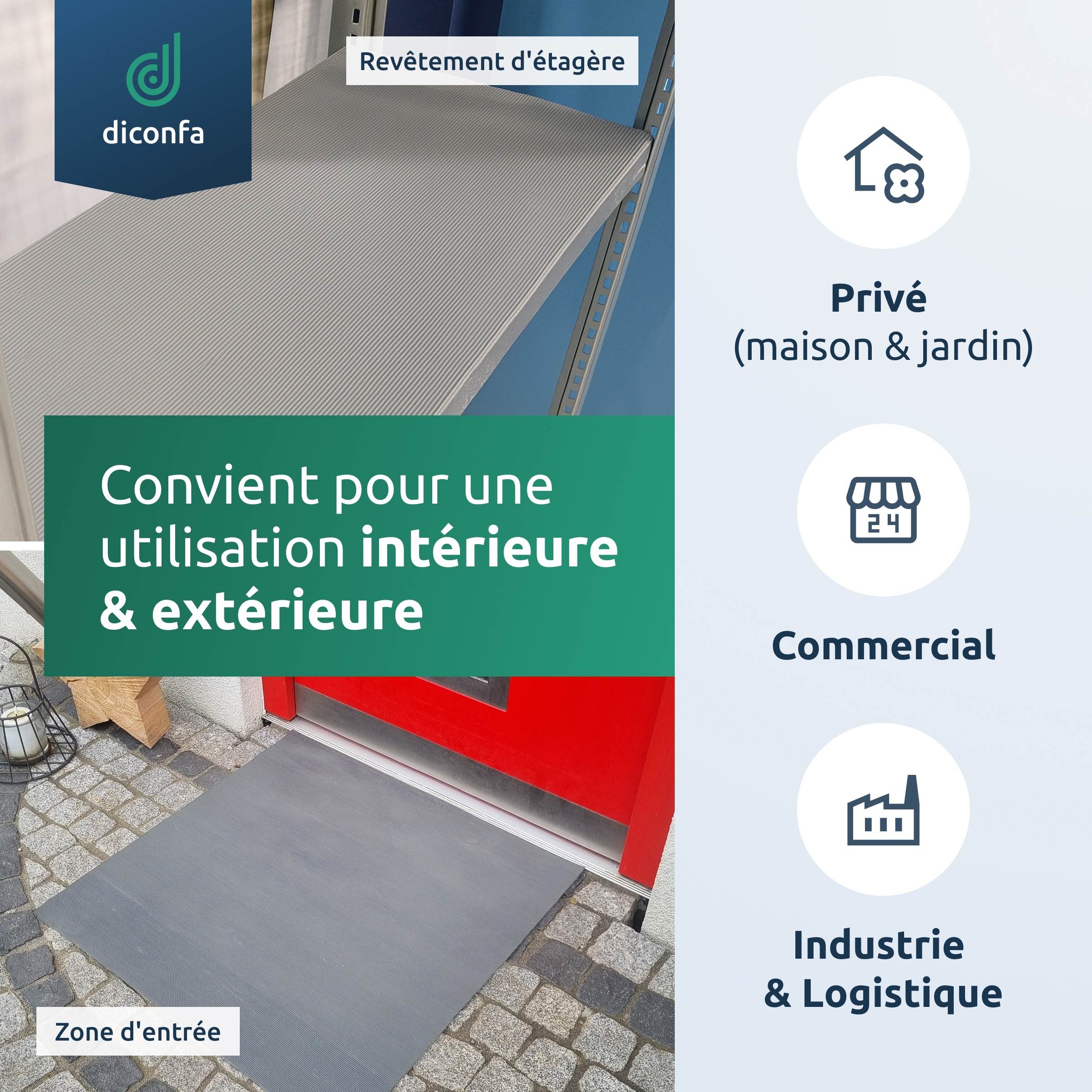 Tapis à fines rainures diconfa Tapis en caoutchouc 3 mm d'épaisseur gris sur mesure