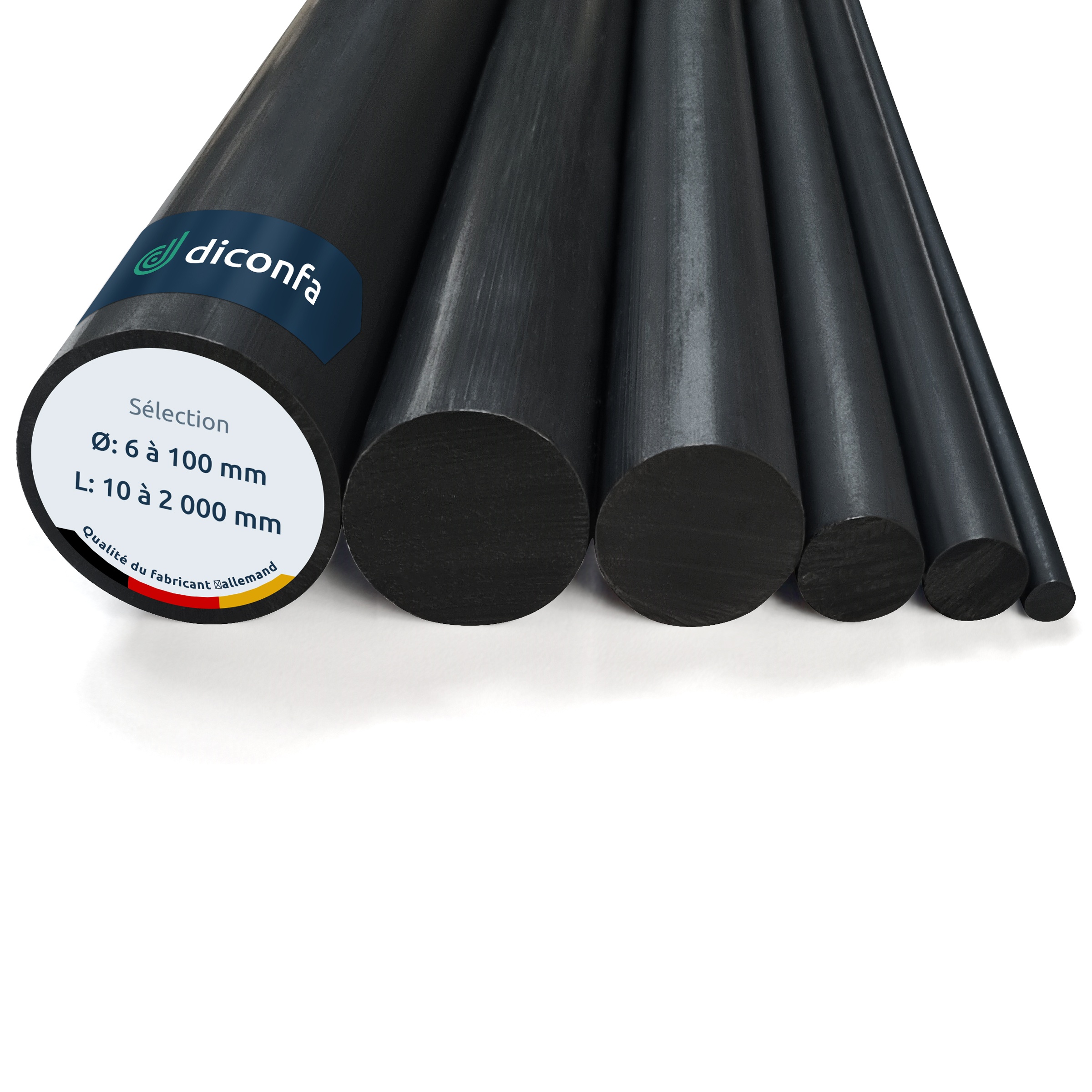 Barre ronde en PVC noir diconfa sur mesure 