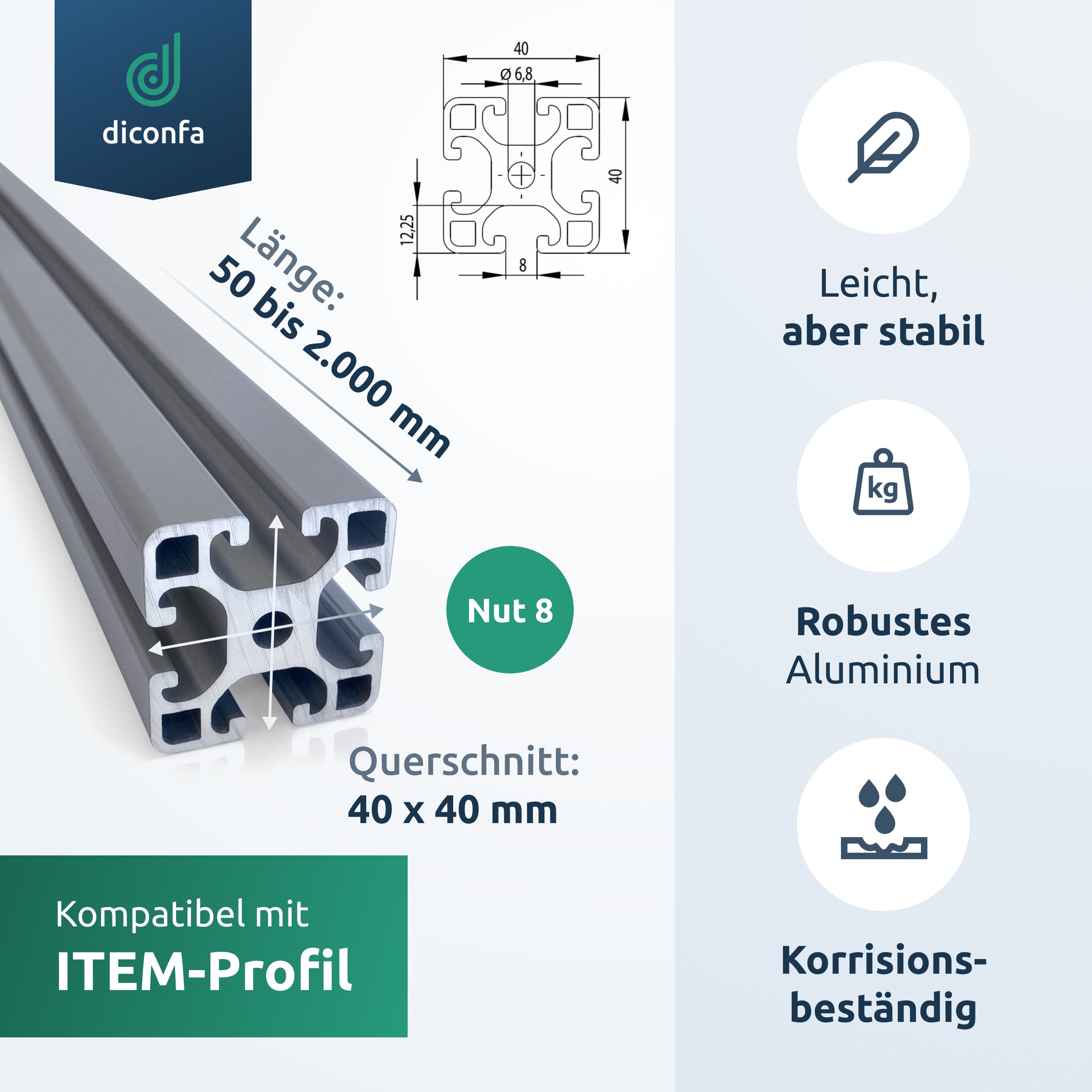 Aluprofil verschiedene Größen nach Maß