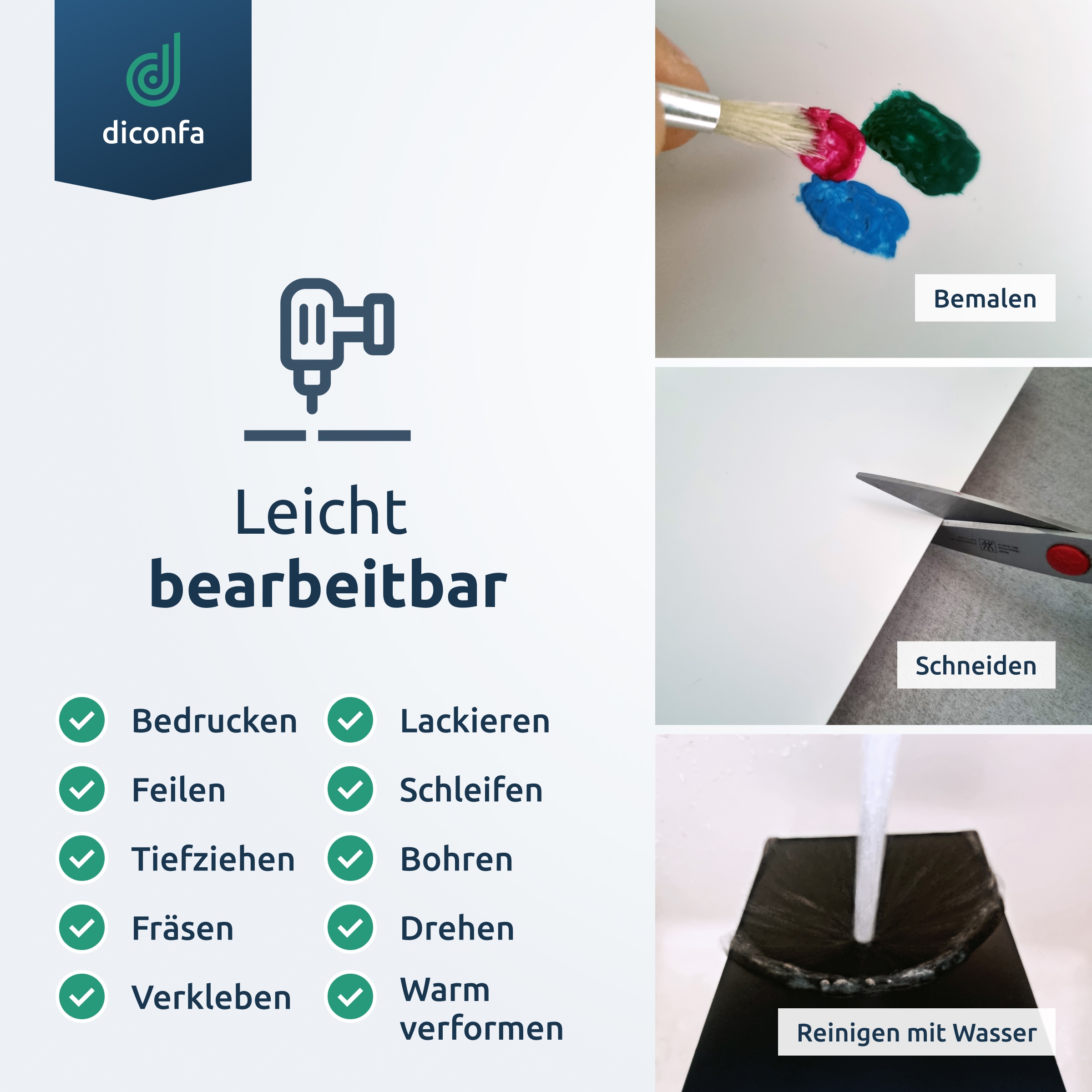 diconfa Kunststoffplatte Polystyrol Schwarz