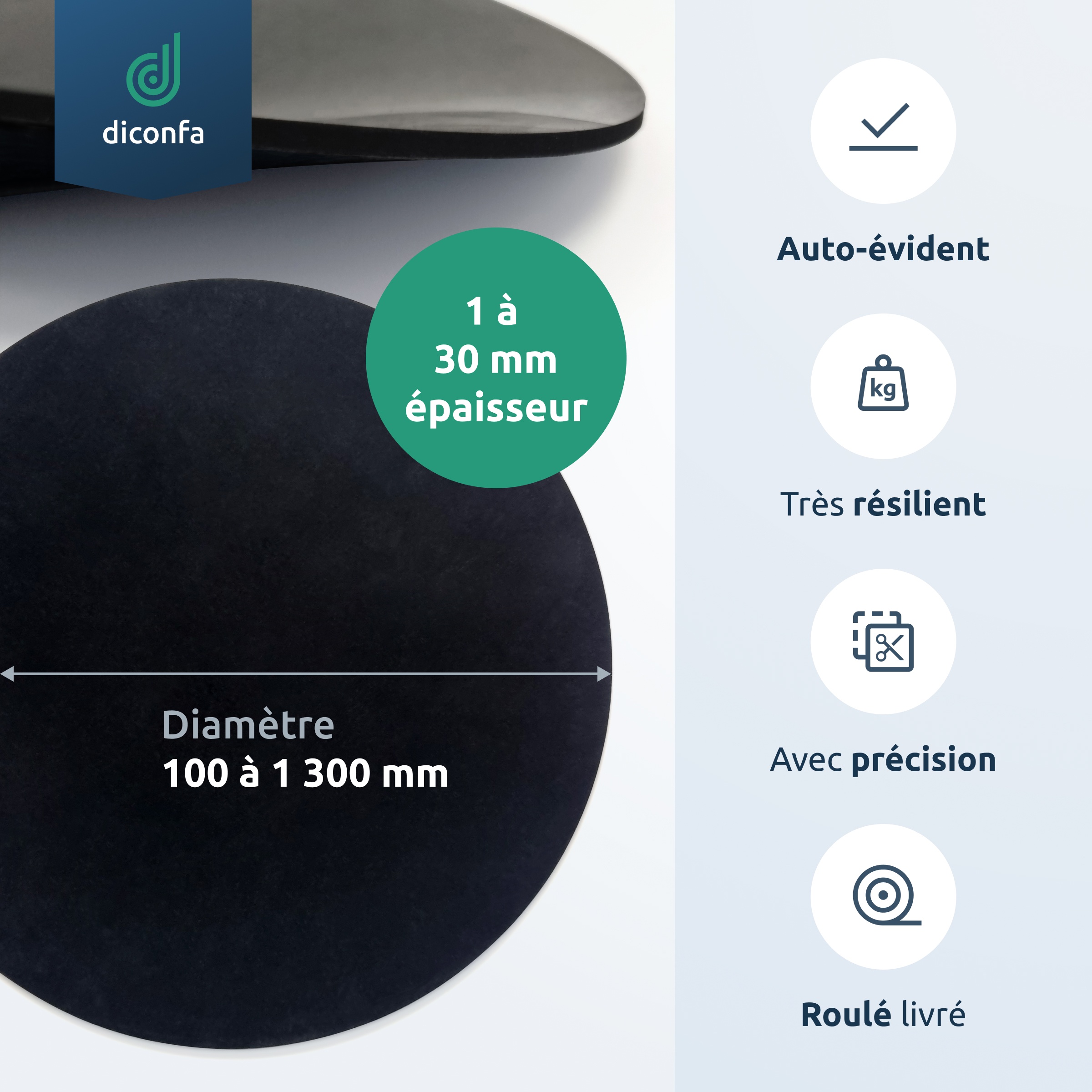 Tapis en caoutchouc rond diconfa SBR sur mesure