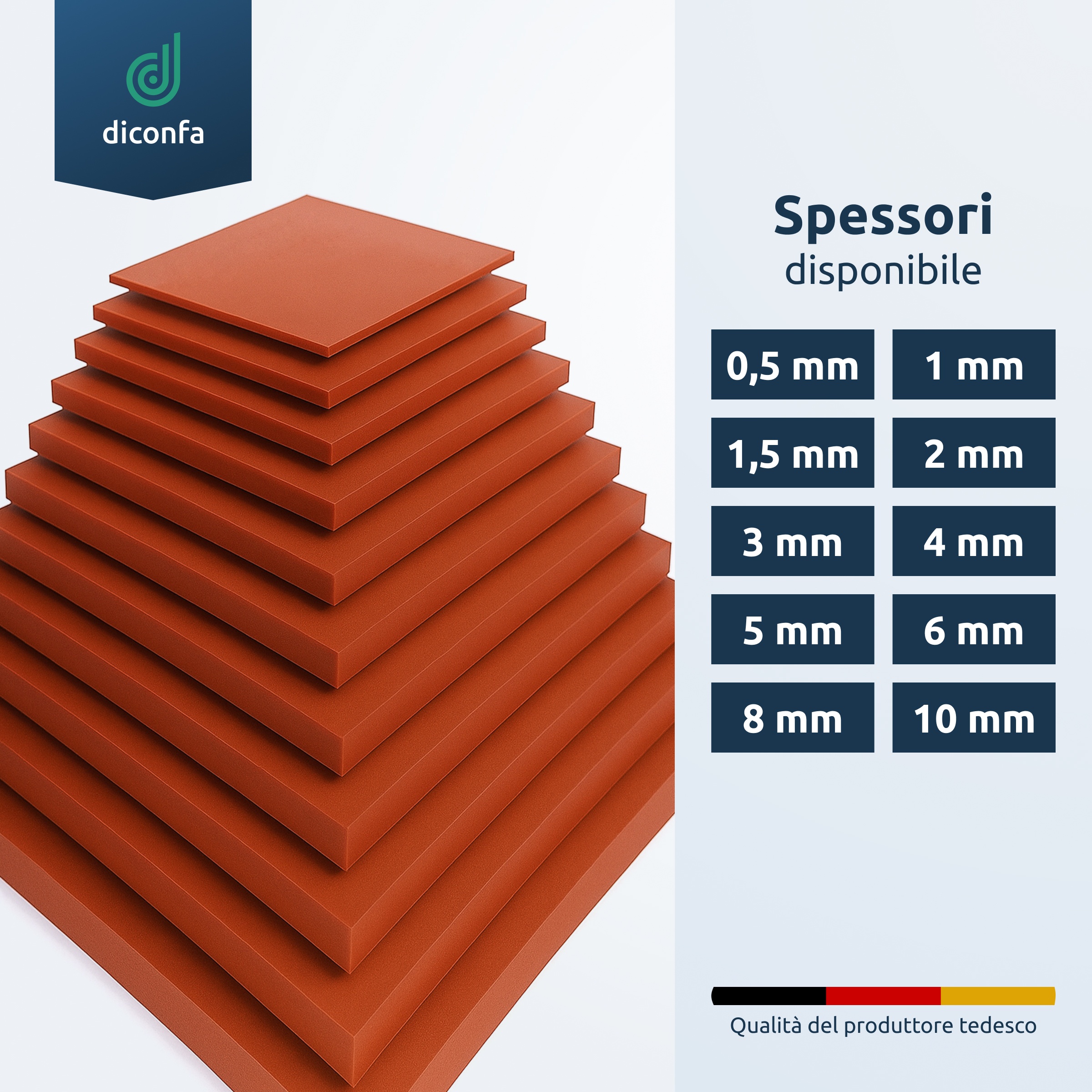 Piastra in silicone rosso su misura