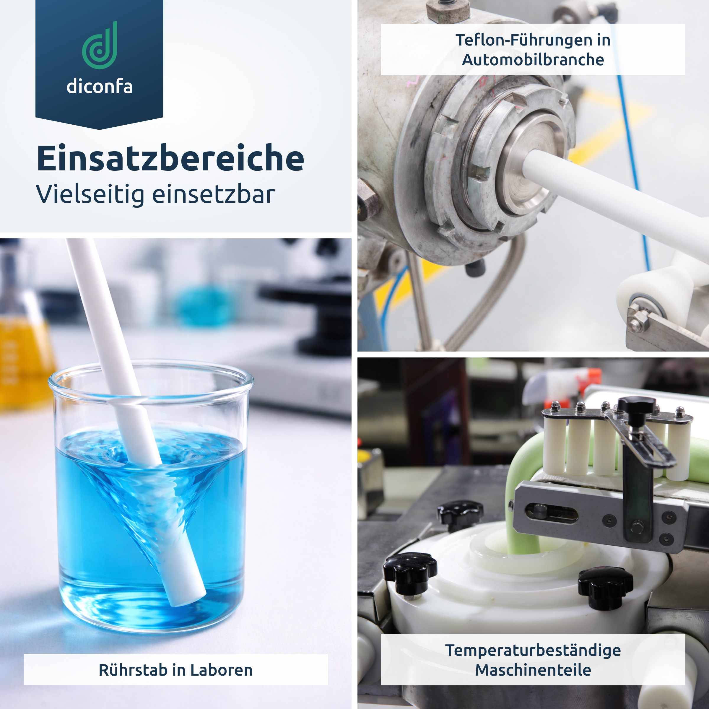 diconfa PTFE Teflon Rundstab nach Maß