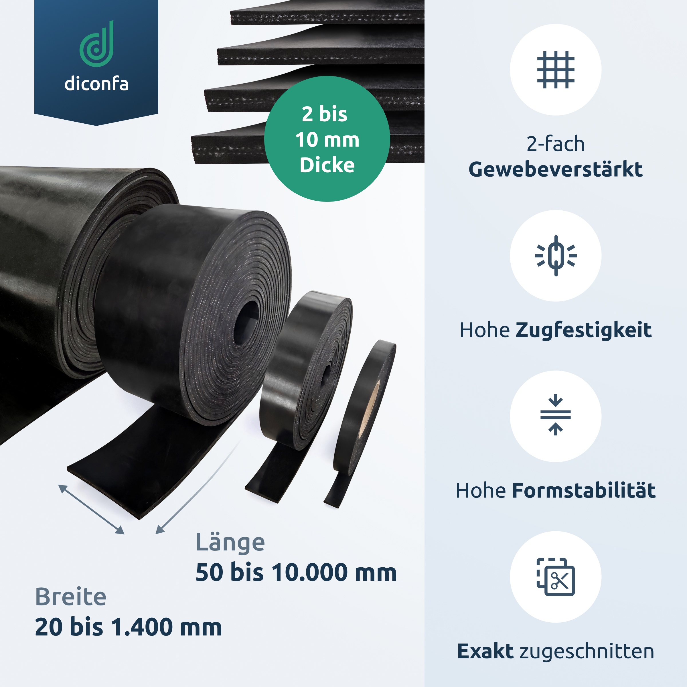diconfa Gummimatte SBR mit Gewebeeinlage nach Maß