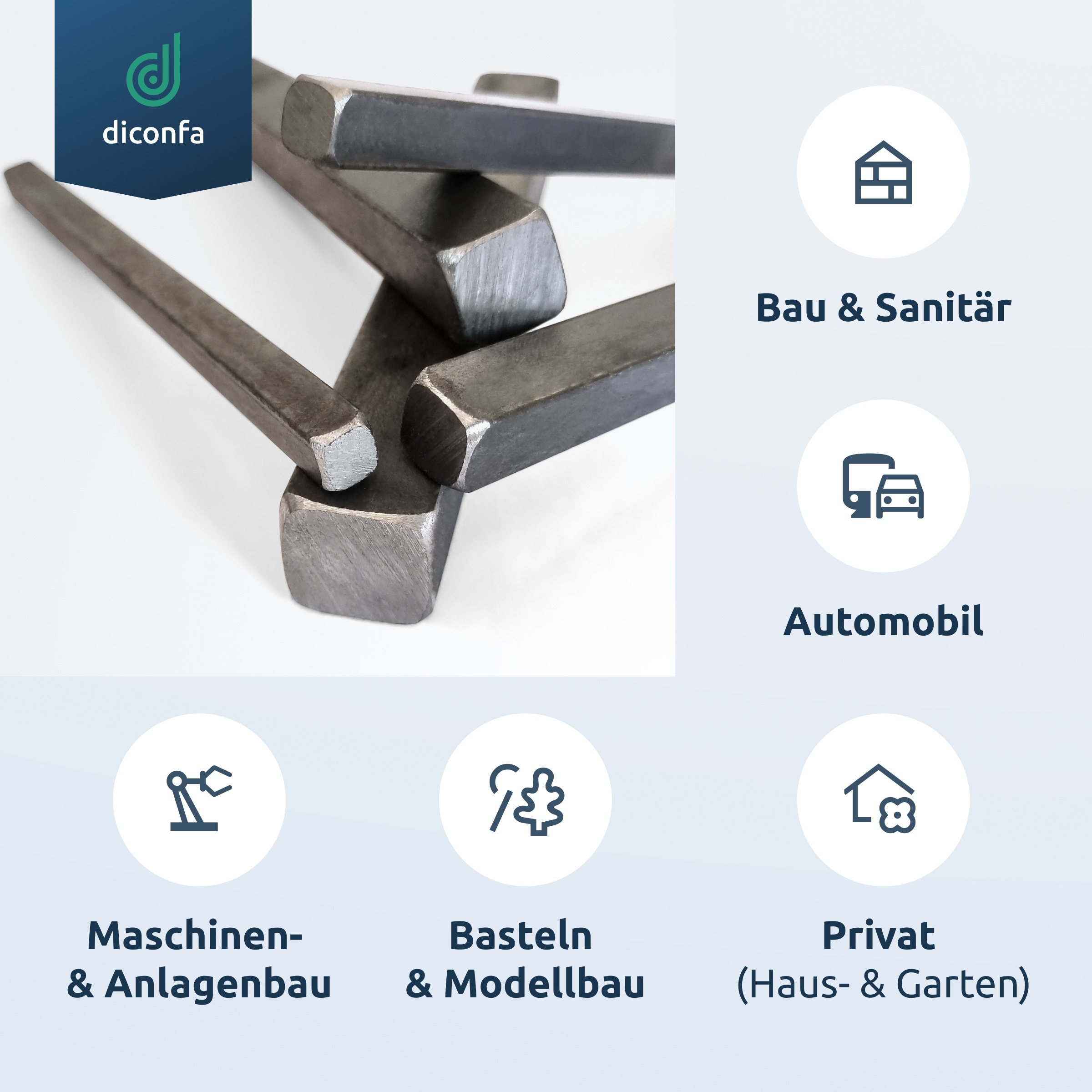 diconfa Vierkant Stahl S235JR ST37 nach Maß