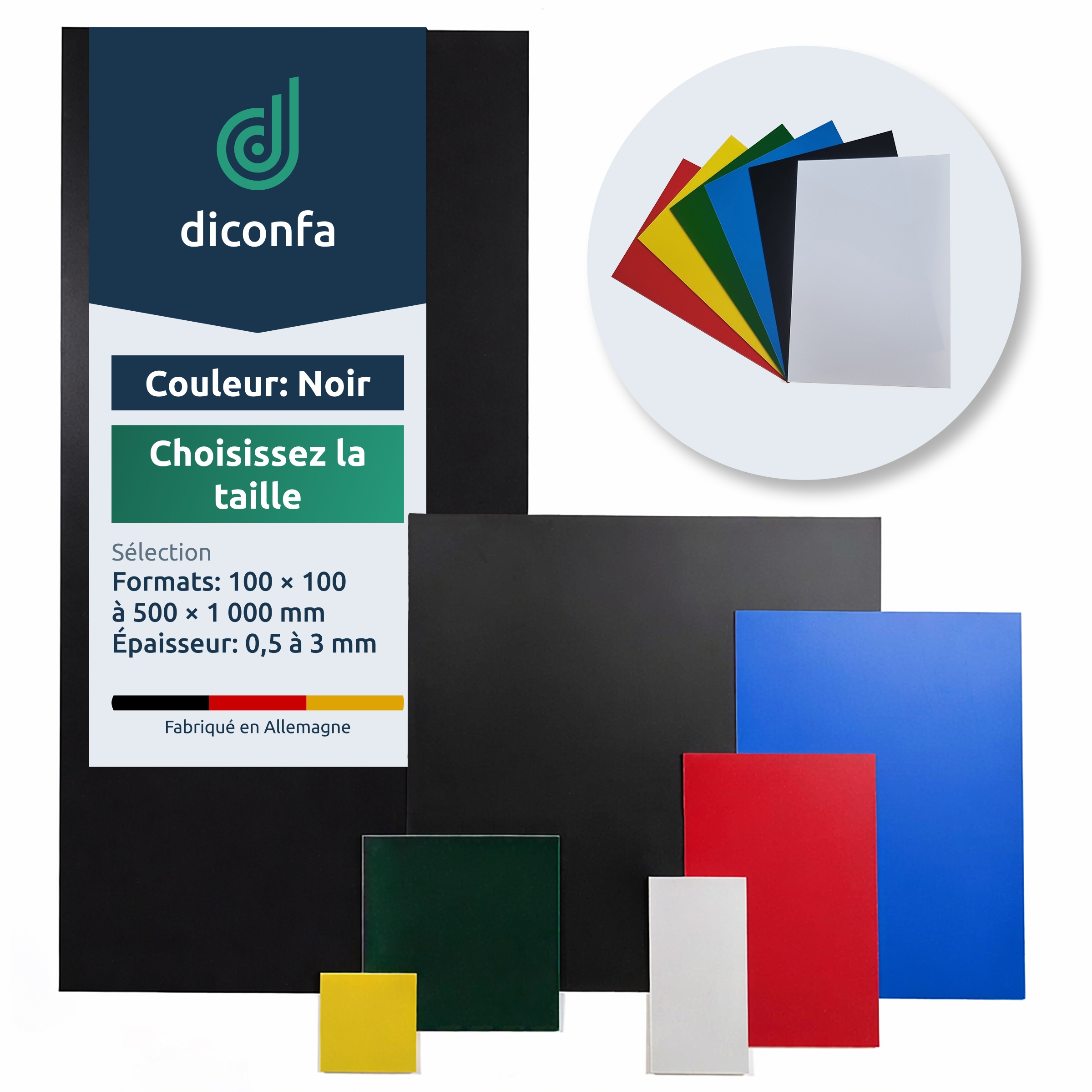 plaque en plastique polystyrène noir