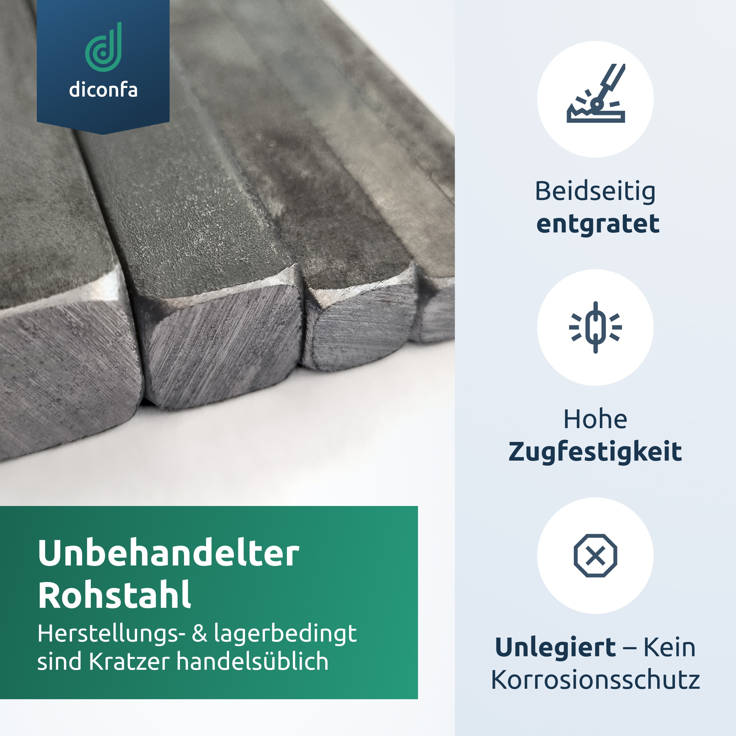 diconfa Vierkant Stahl S235JR ST37 nach Maß