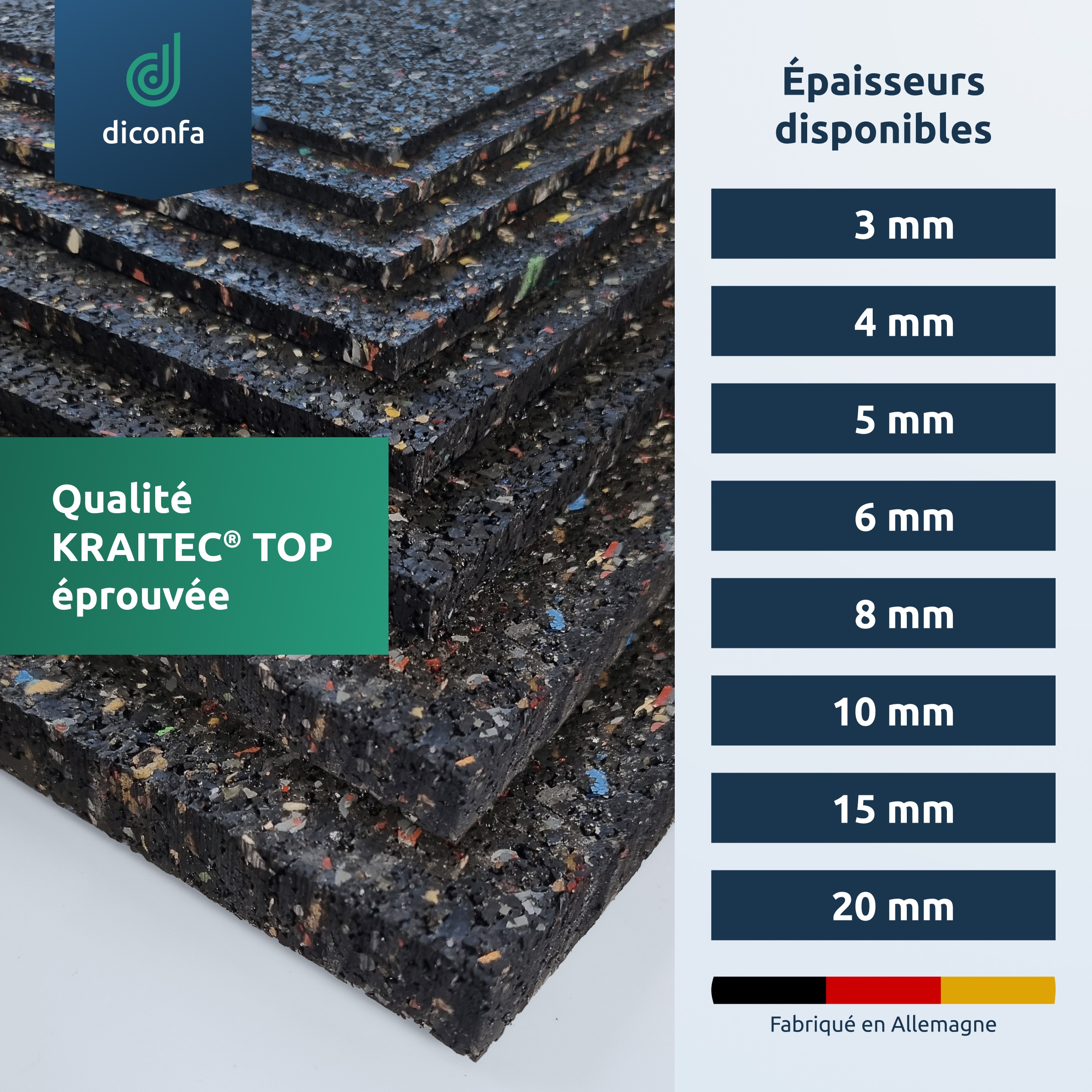 coussinets de terrasse en granulé de caoutchouc 200 x 200 mm