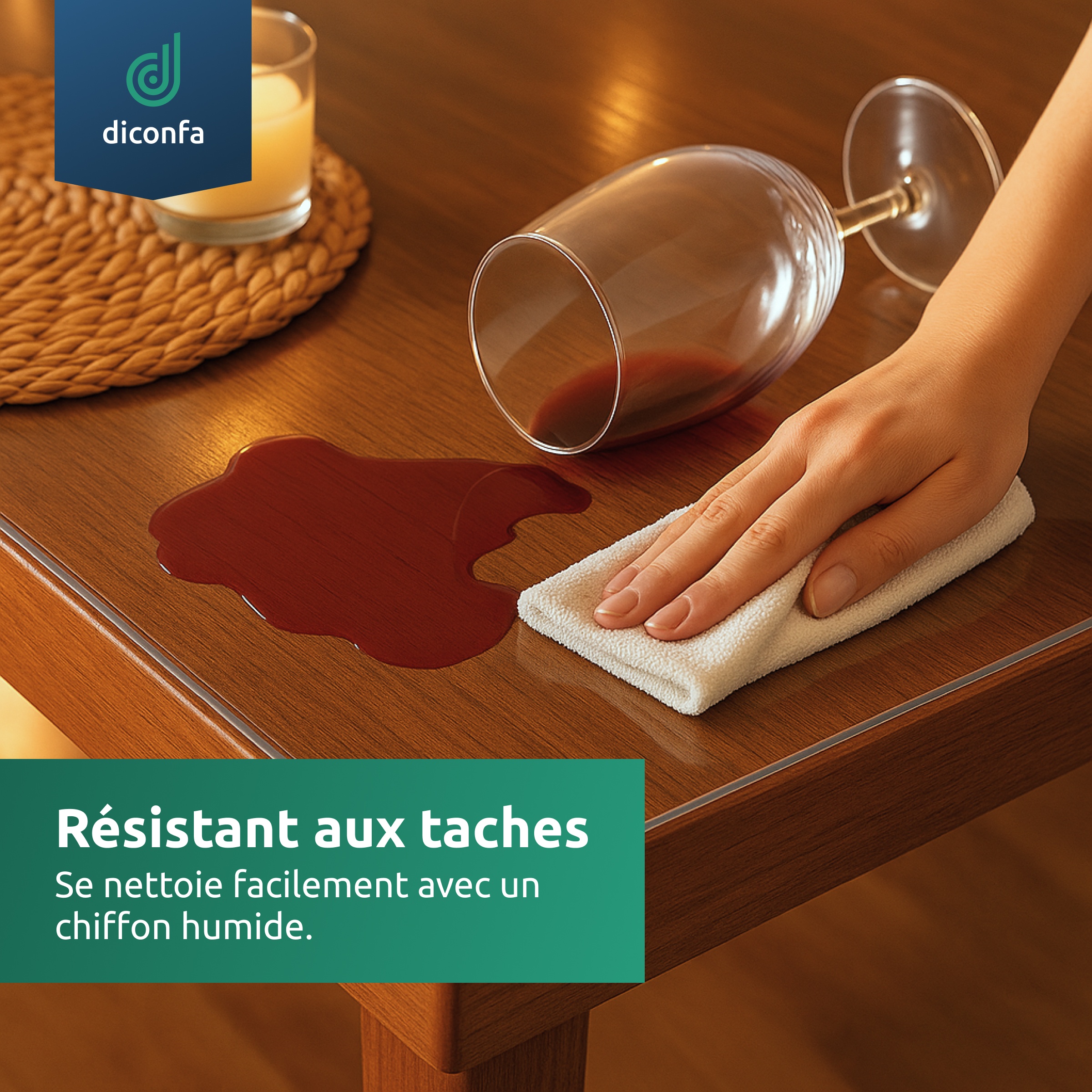 diconfa nappe transparente bords biseautés à 45 degrés sur mesure