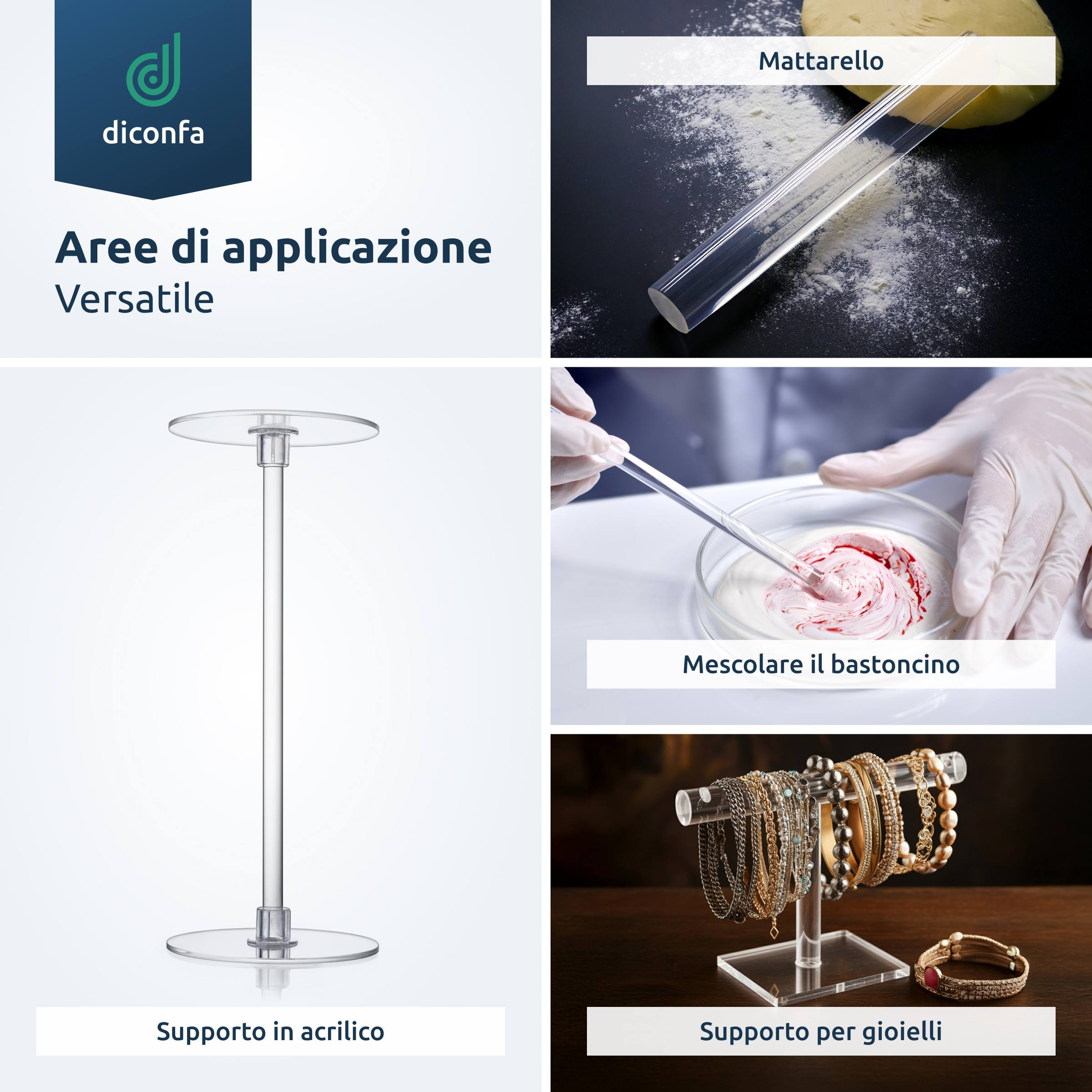 Asta rotonda in plexiglass trasparente su misura