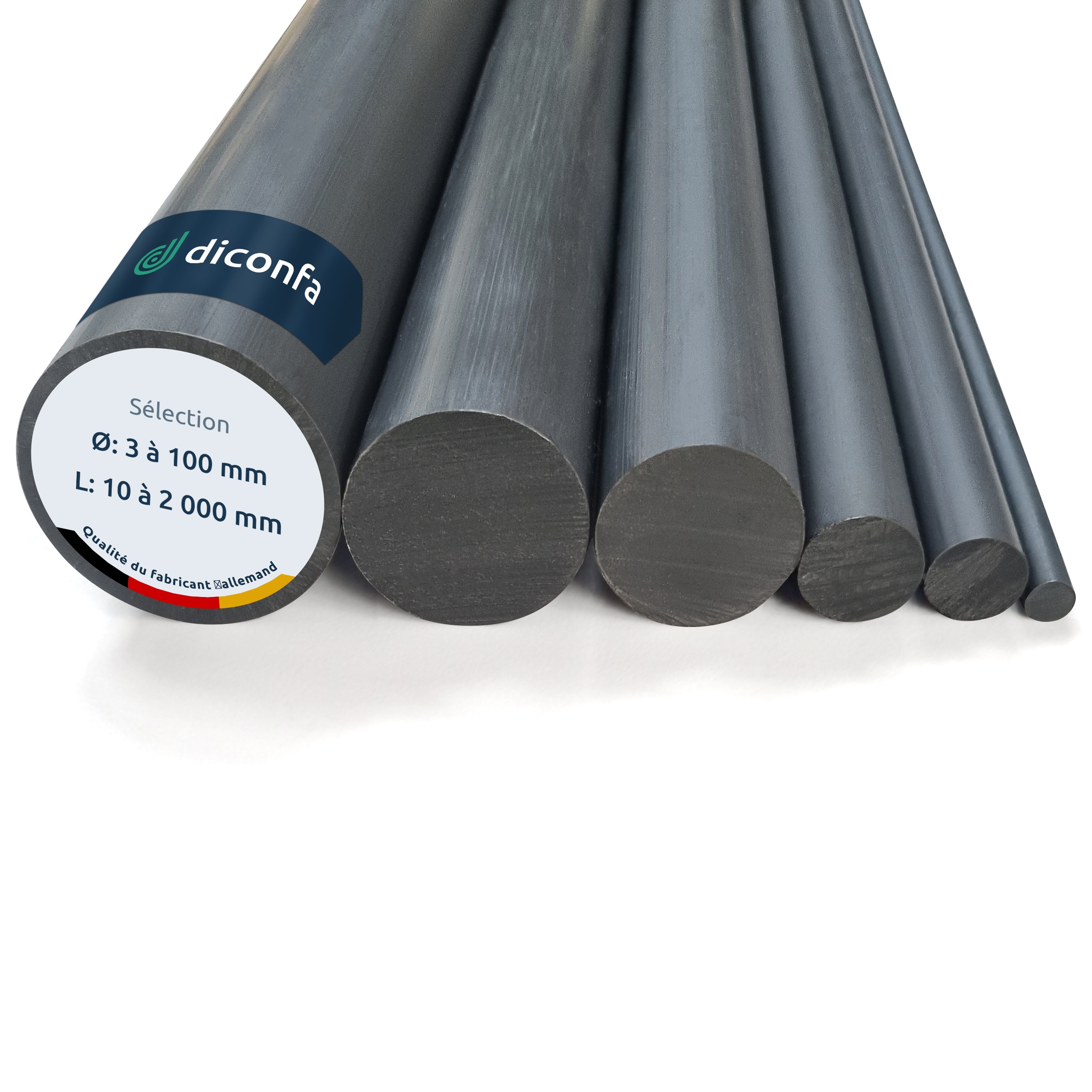 Barre ronde en PVC rigide diconfa gris foncé sur mesure