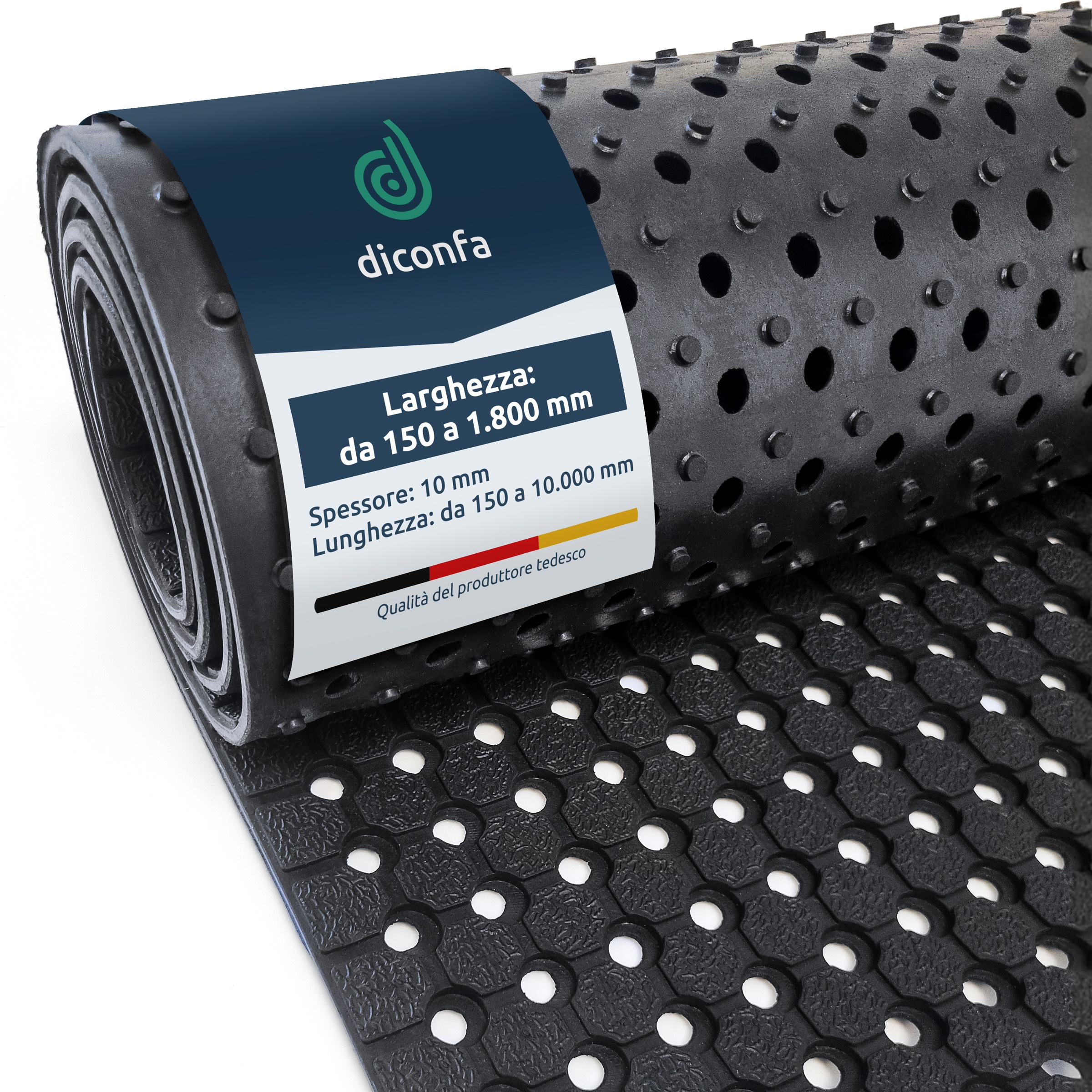 Tappetino in gomma forato su misura