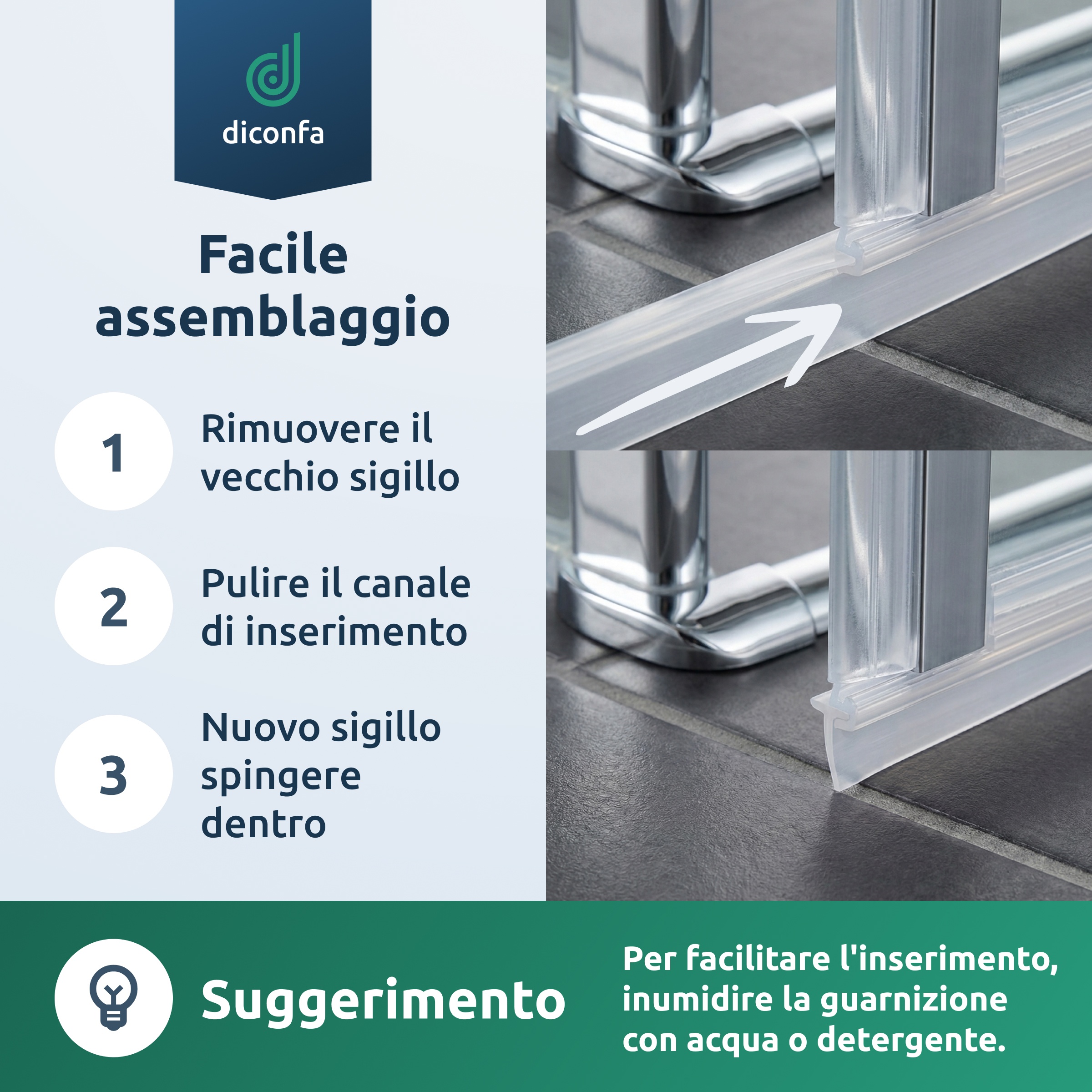 Guarnizione a inserimento in PVC larga 6 mm