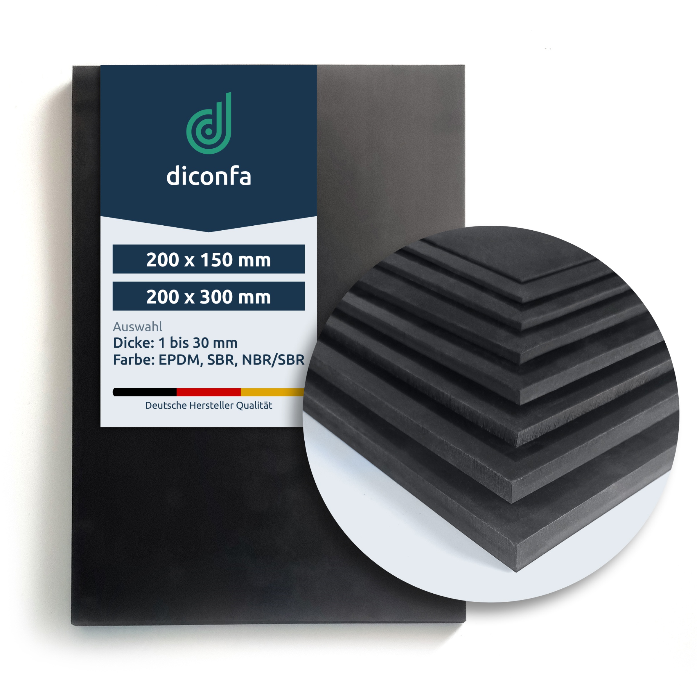 diconfa Gummimatte DIN A4 oder A5 in NBR/SBR