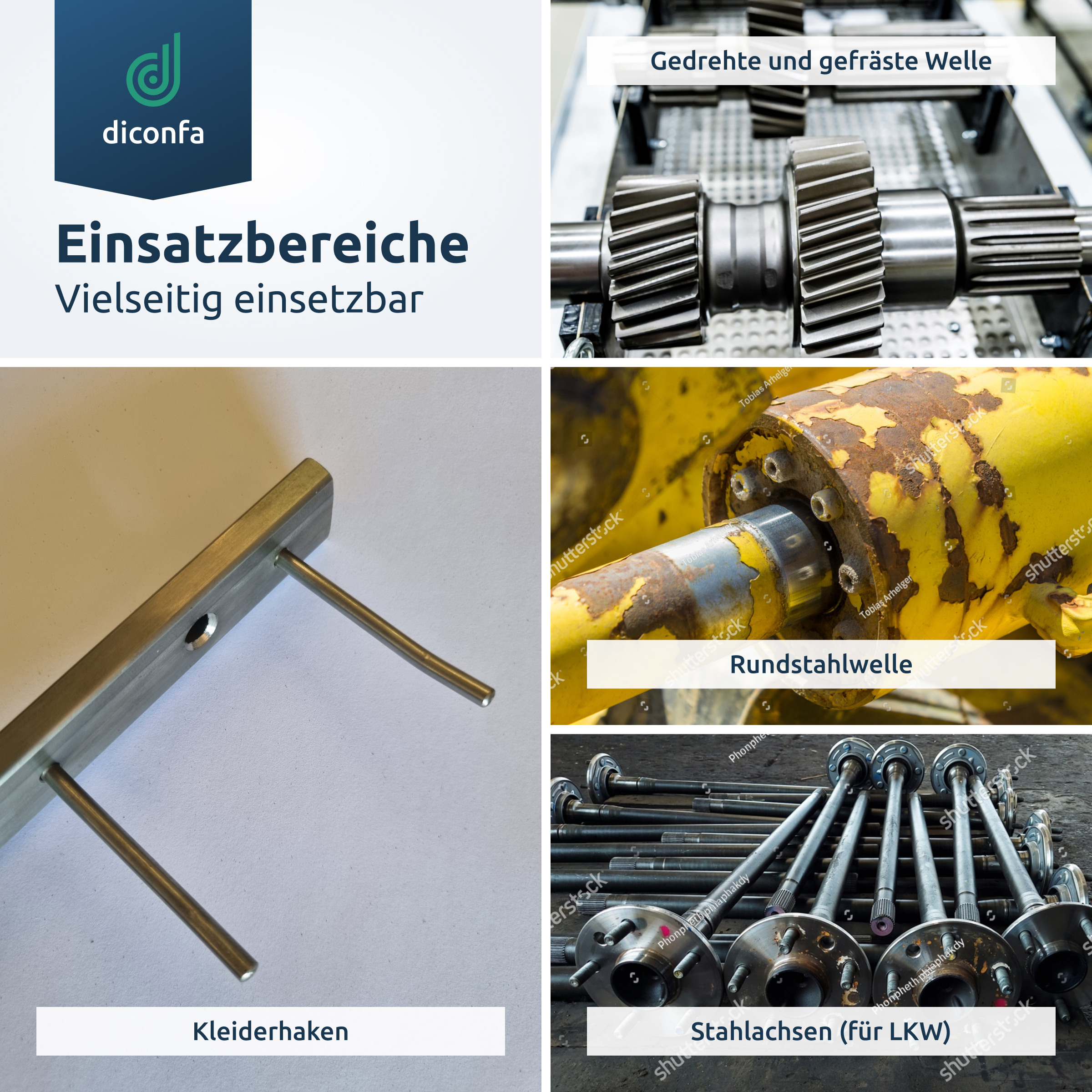 diconfa Rundstahl S355 J2+C - DURCHMESSER 6mm bis 100mm - LÄNGE 10mm bis 2000mm