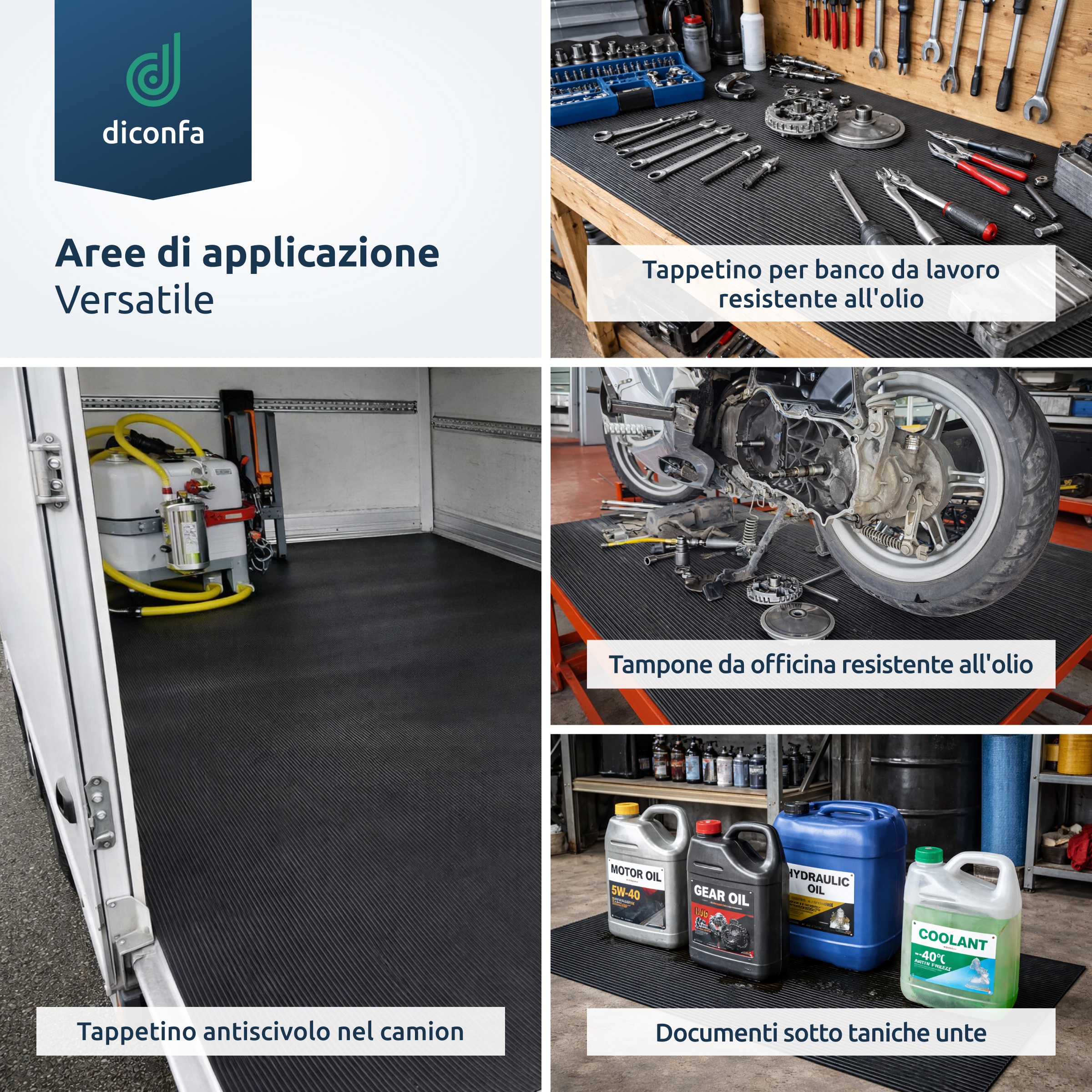 Tappetino a righe fini resistente all'olio, spessore 3 mm, su misura