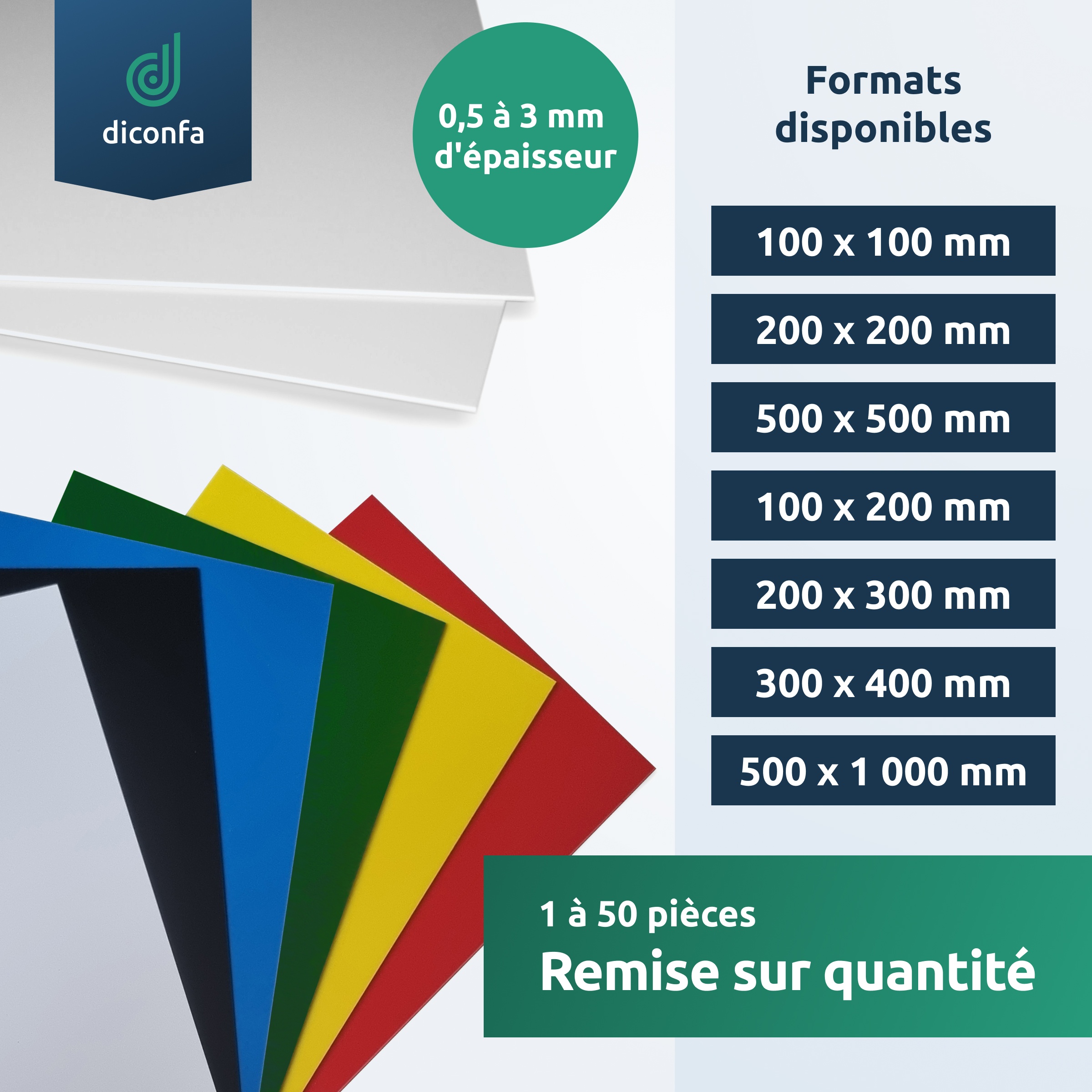 diconfa plaque en plastique polystyrène noir