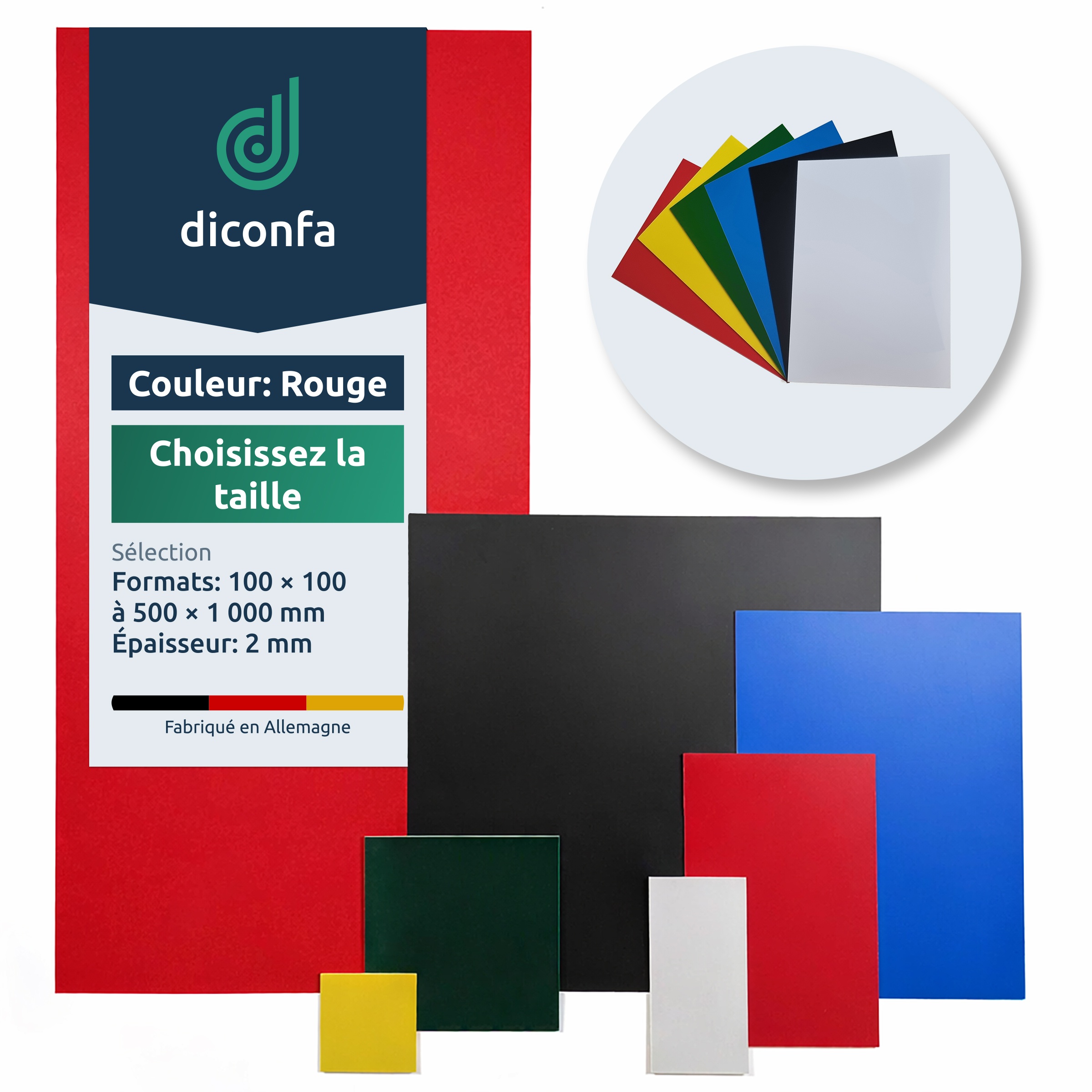 plaque en plastique polystyrène rouge