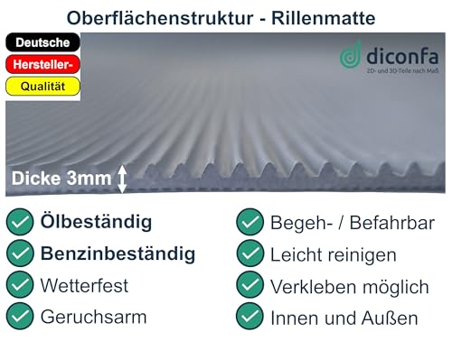 diconfa ÖLBESTÄNDIGE Feinriefenmatte 3 mm stark nach Maß
