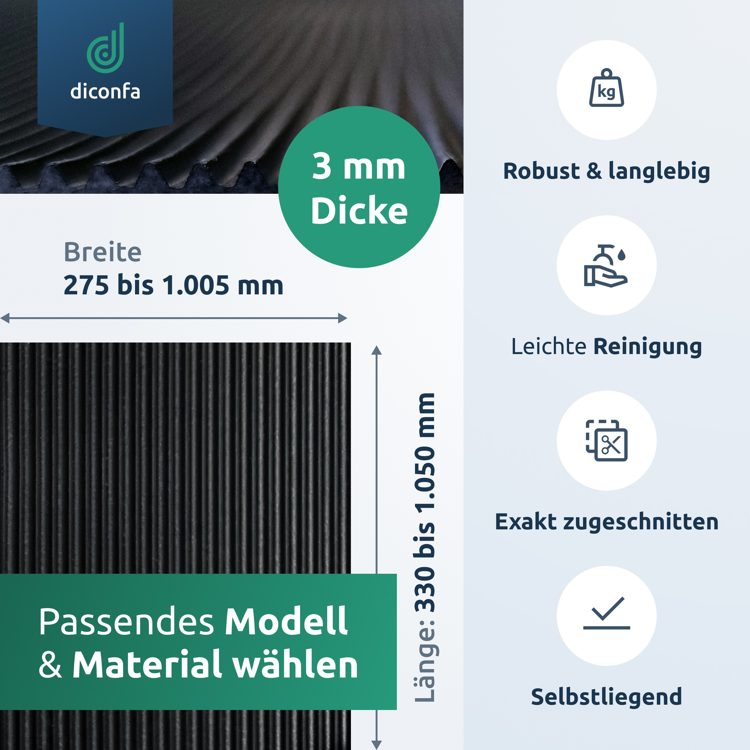 diconfa Schubladeneinlage Werkstattwagen verschiedene Größen - Ölbeständig