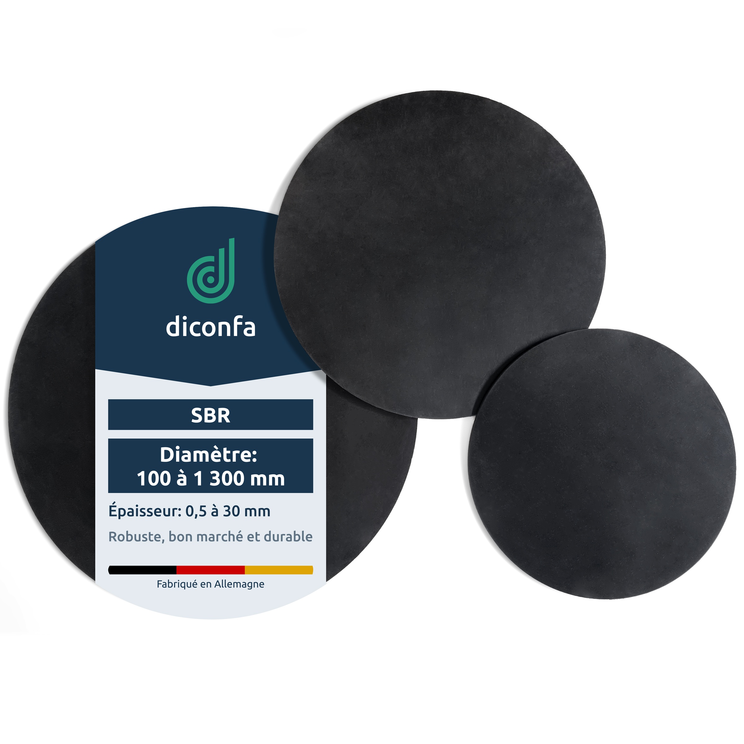 Tapis en caoutchouc rond diconfa SBR sur mesure