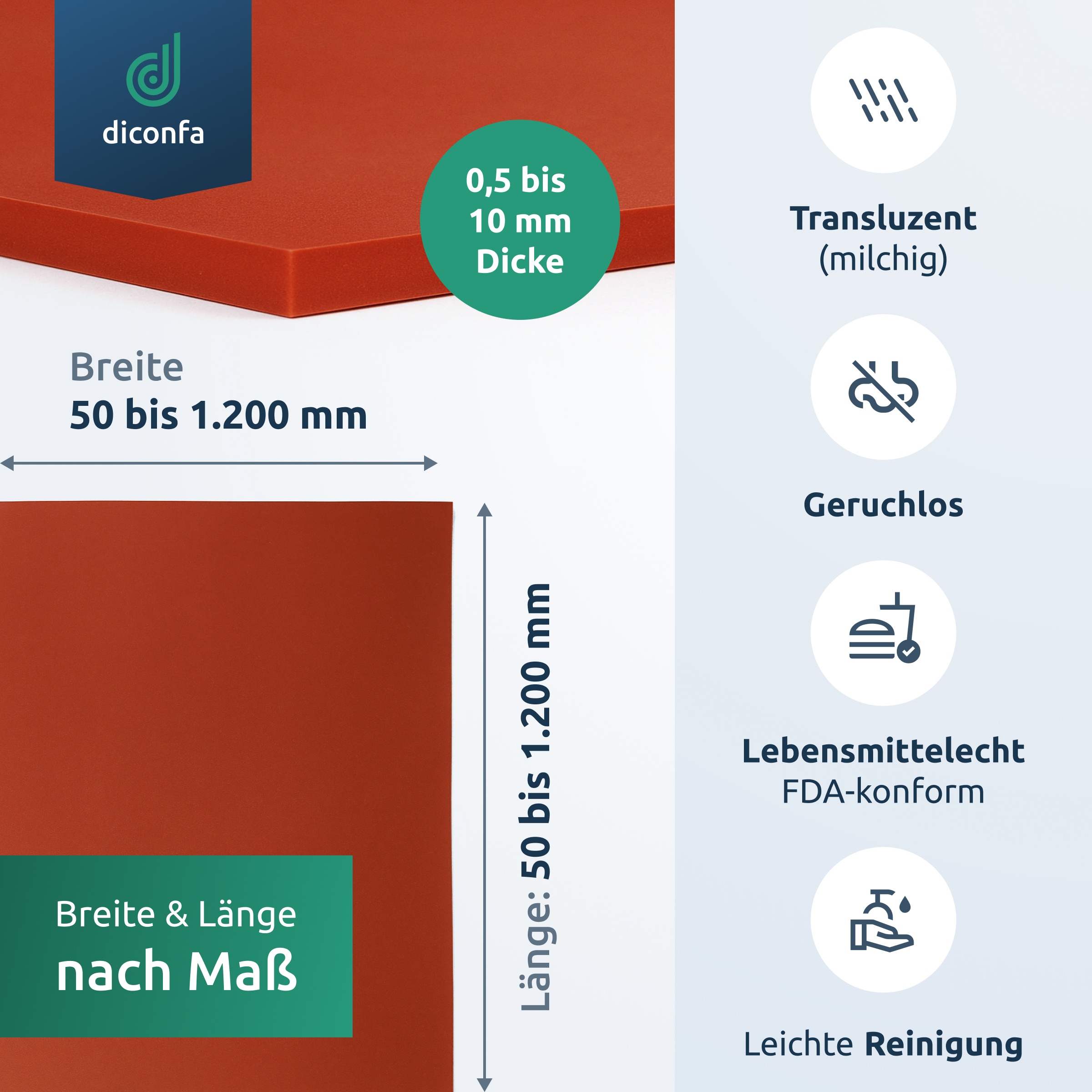 Silikonplatte Rot nach Maß