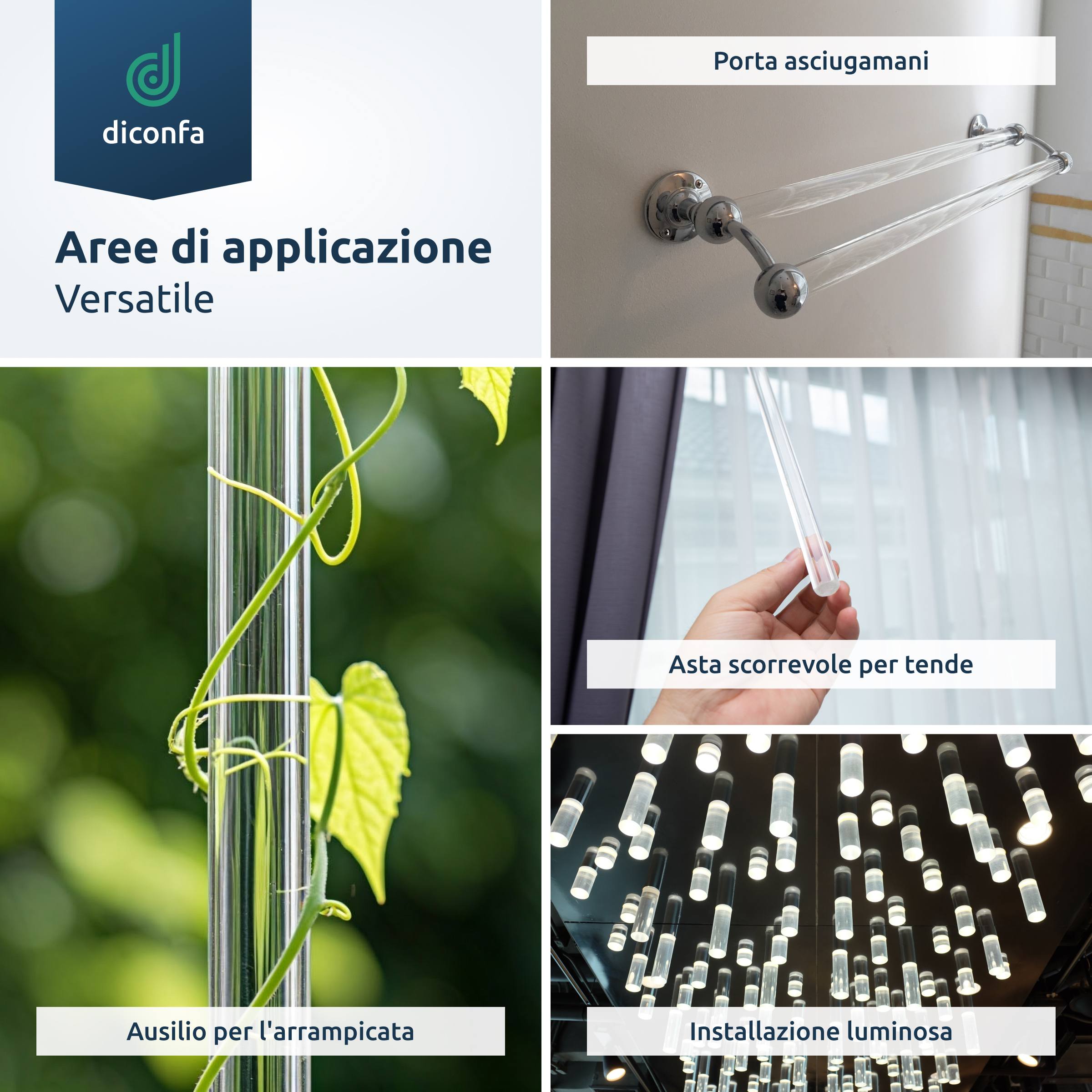 Asta rotonda in plexiglass trasparente su misura