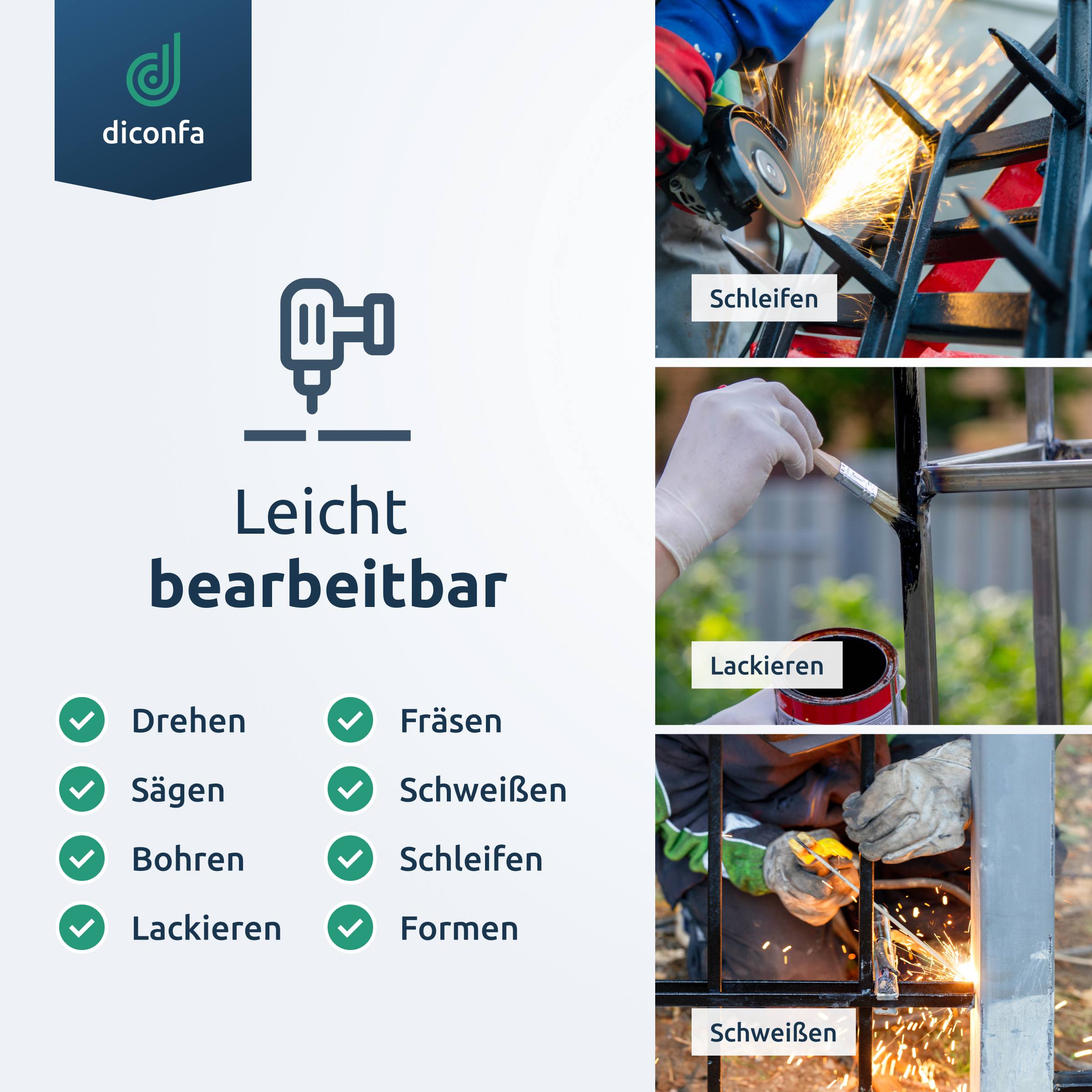 diconfa Vierkant Stahl S235JR ST37 nach Maß