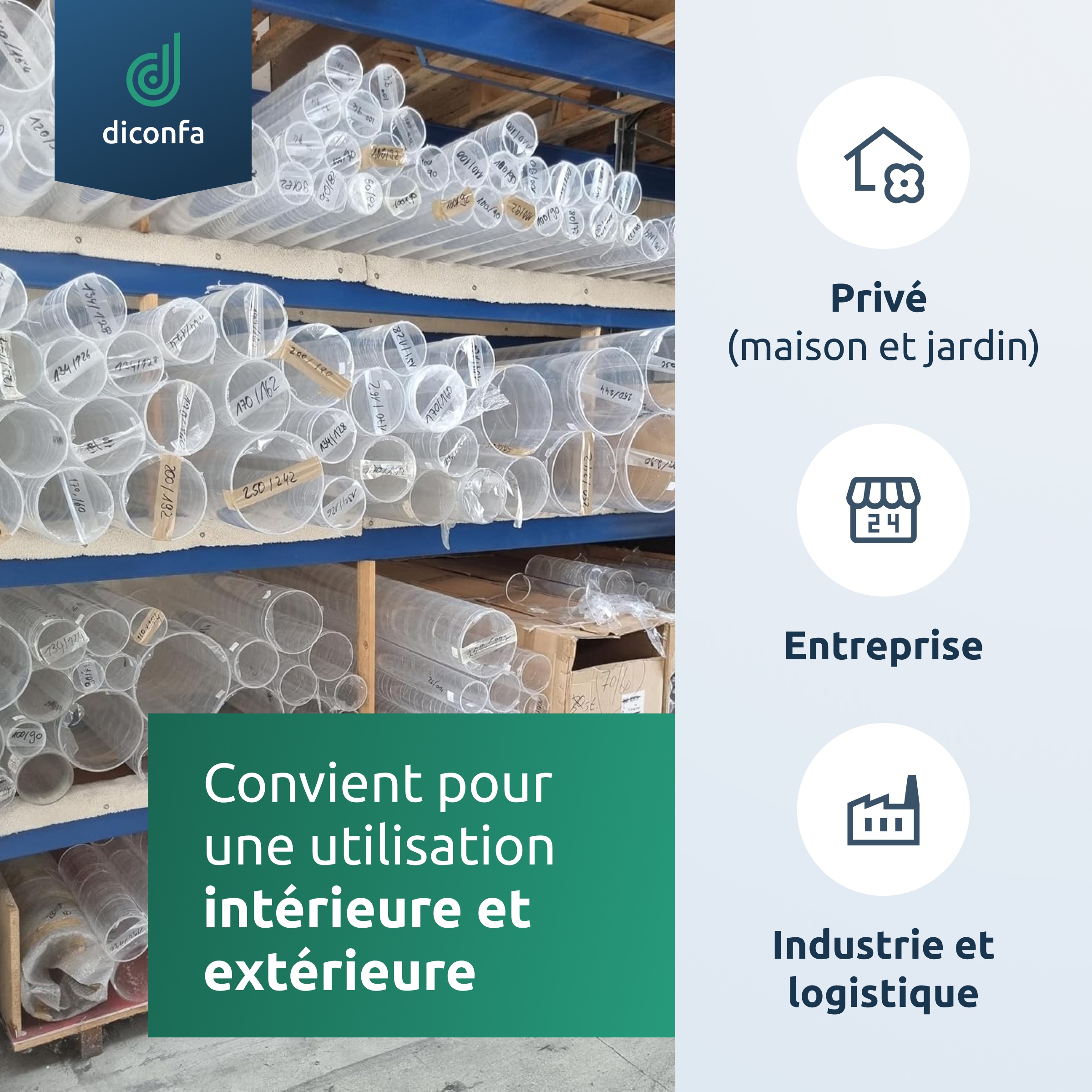 Tuyau en plastique acrylique diconfa transparent sur mesure