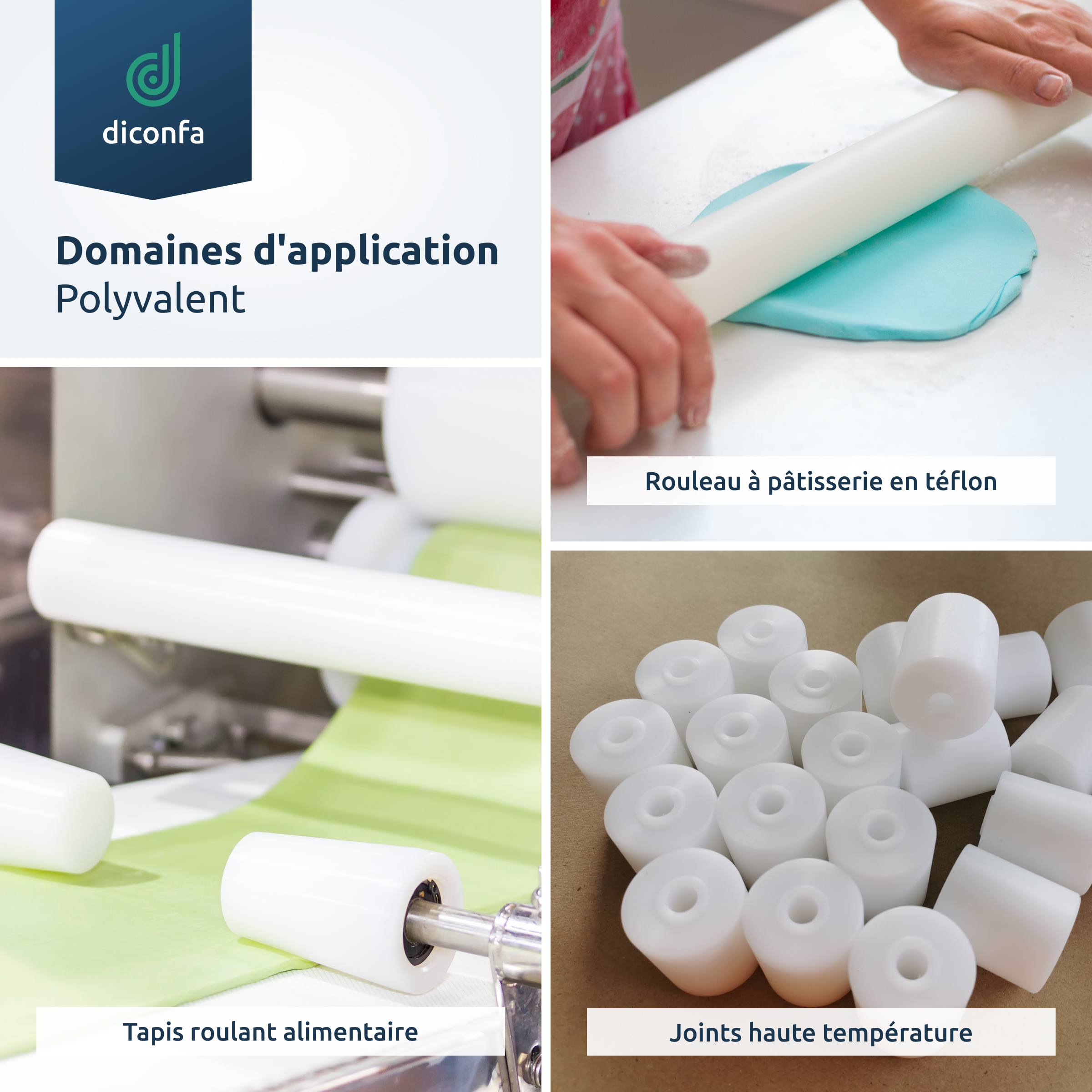 diconfa barre ronde en PTFE Téflon)sur mesure