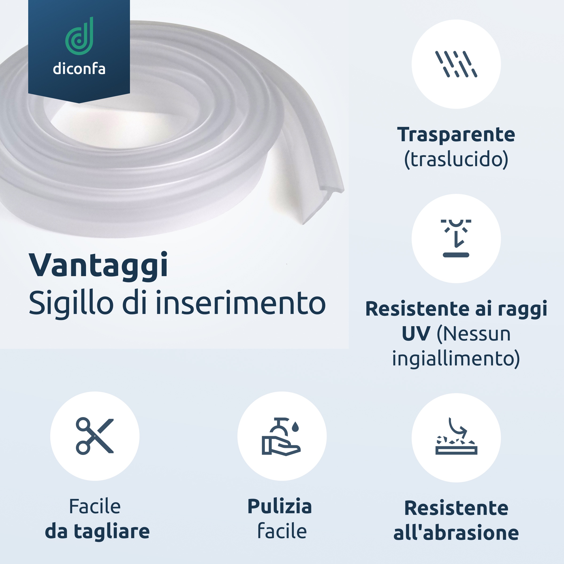 Guarnizione a inserimento in PVC larga 6 mm