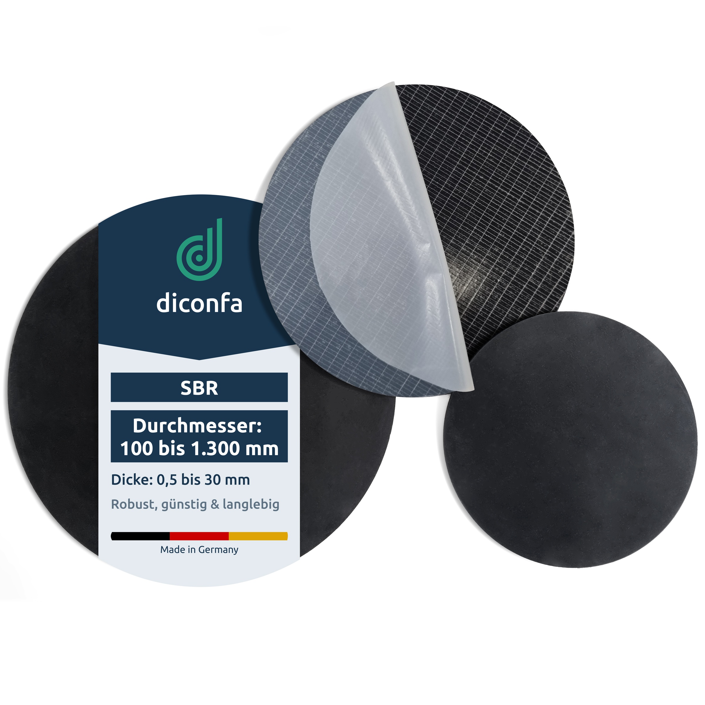 diconfa ROUND rubber mat SBR made to measure