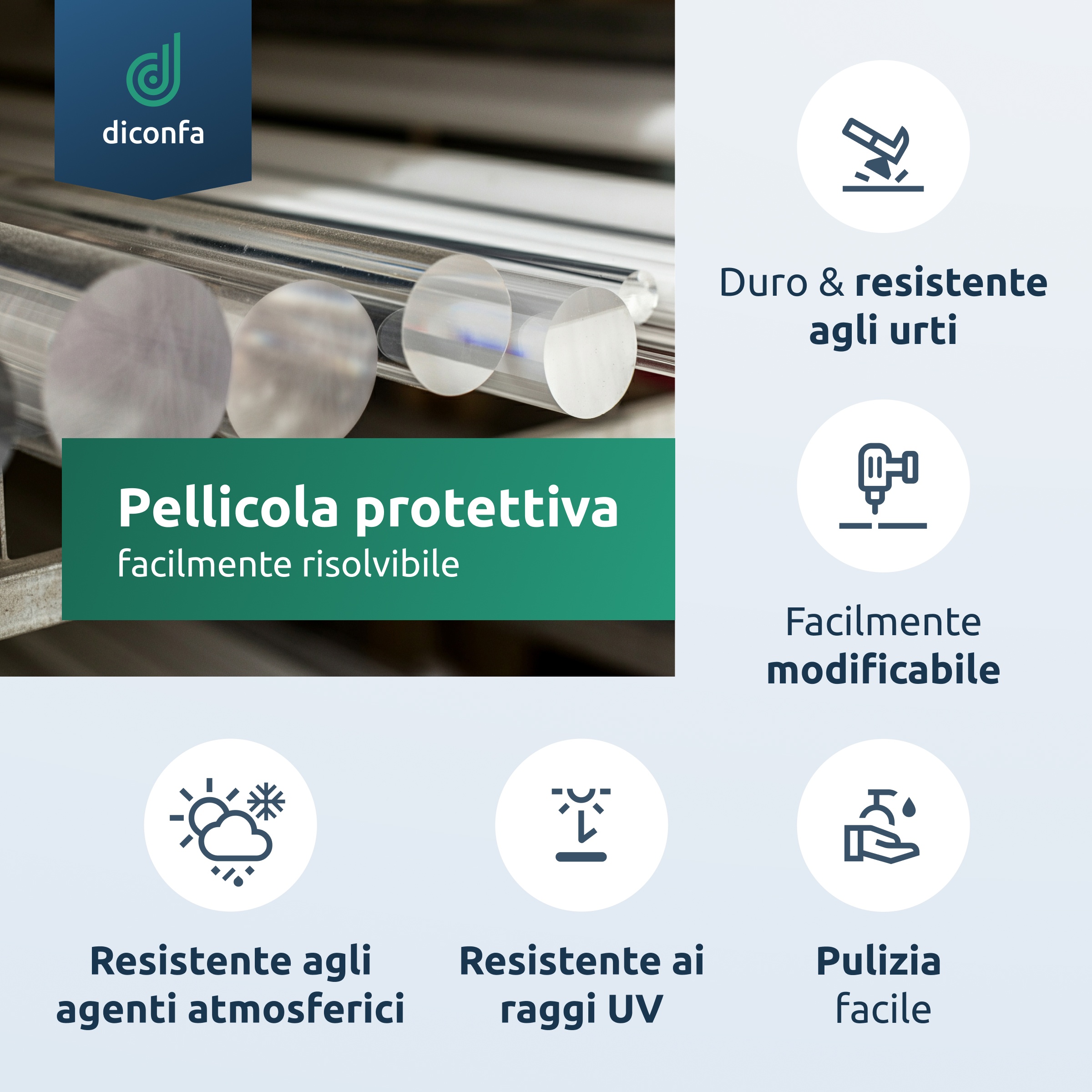 Asta rotonda in plexiglass trasparente su misura