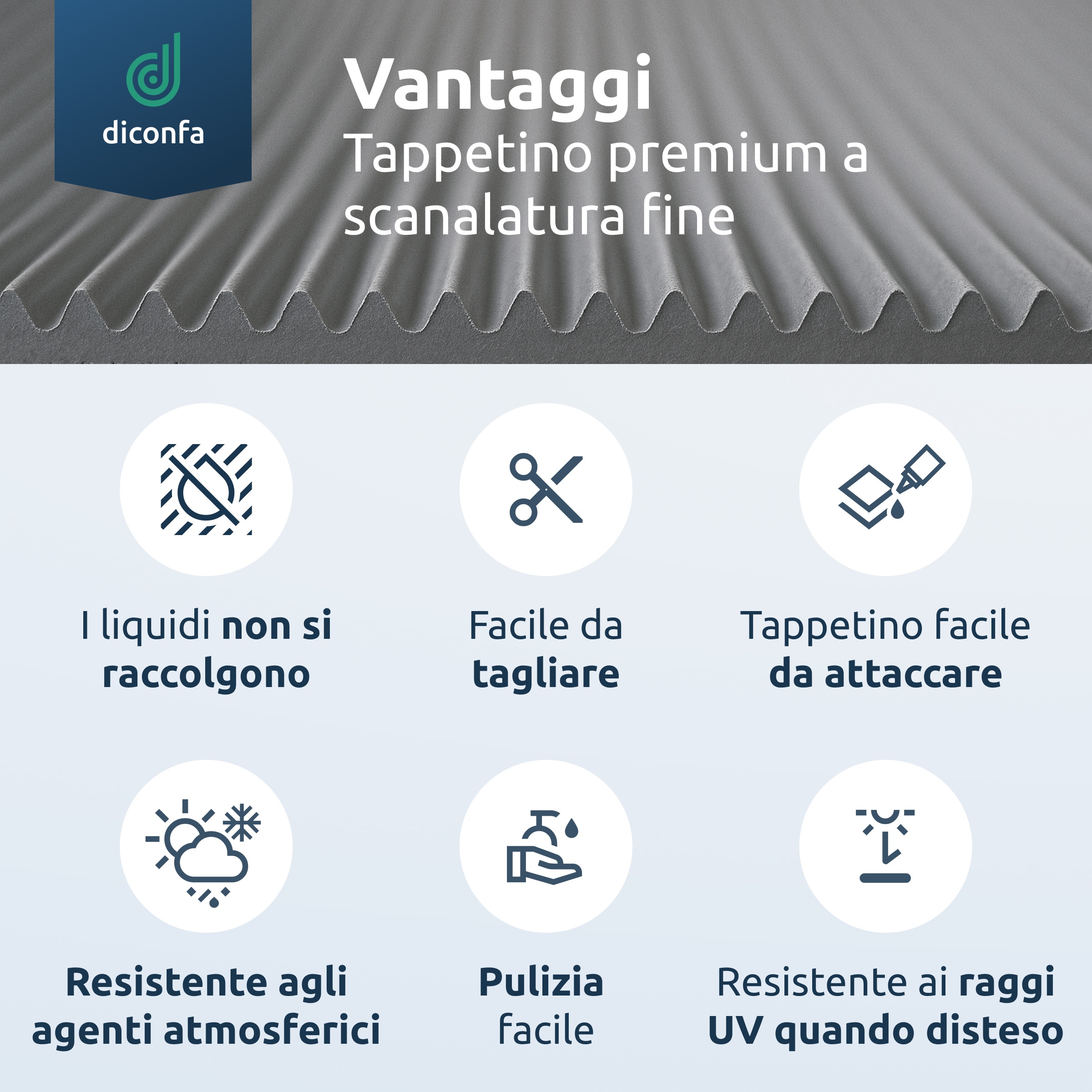 Tappetino in gomma a righe fini 3mm di spessore grigio su misura