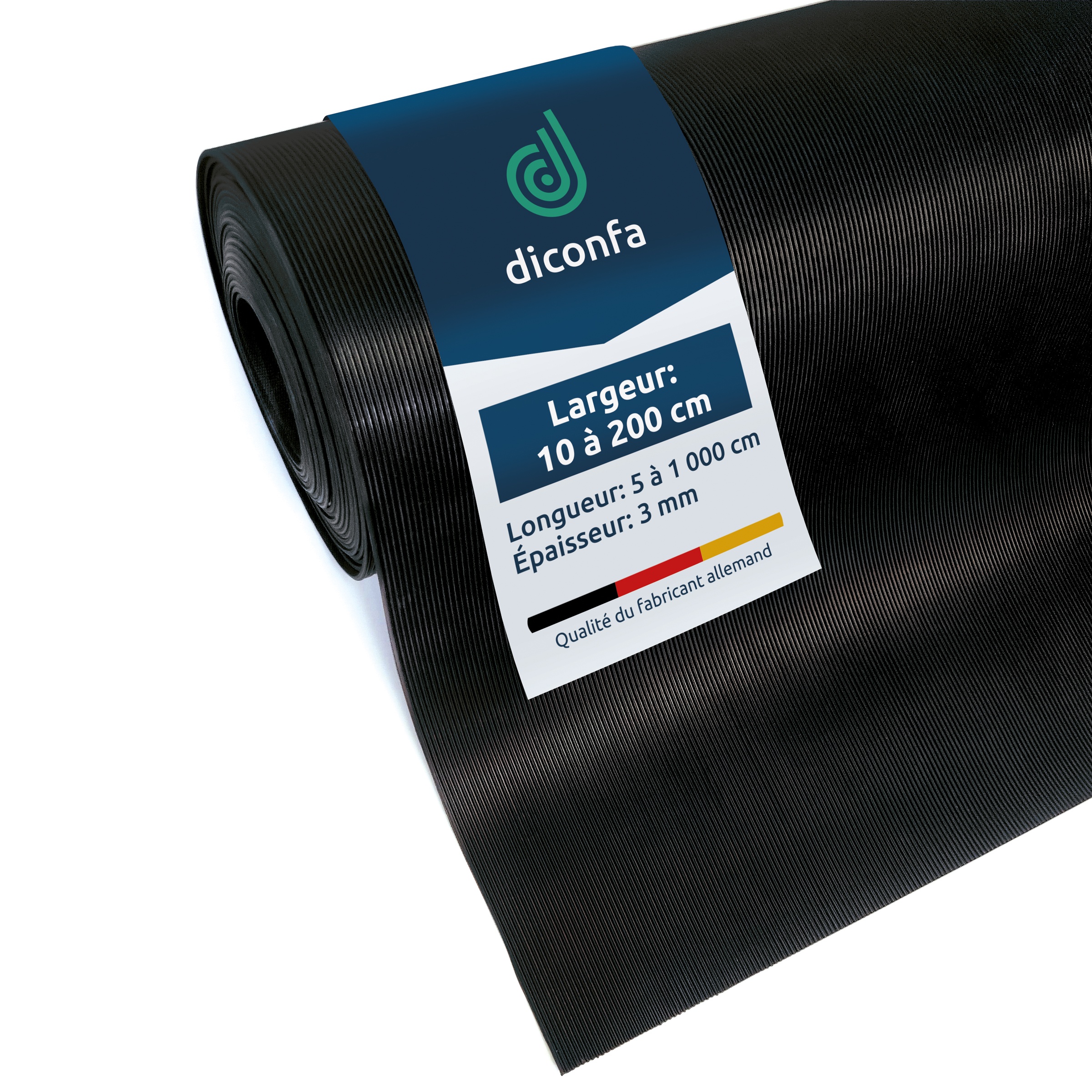Tapis à fines rainures diconfa Tapis en caoutchouc 3 mm d'épaisseur gris sur mesure