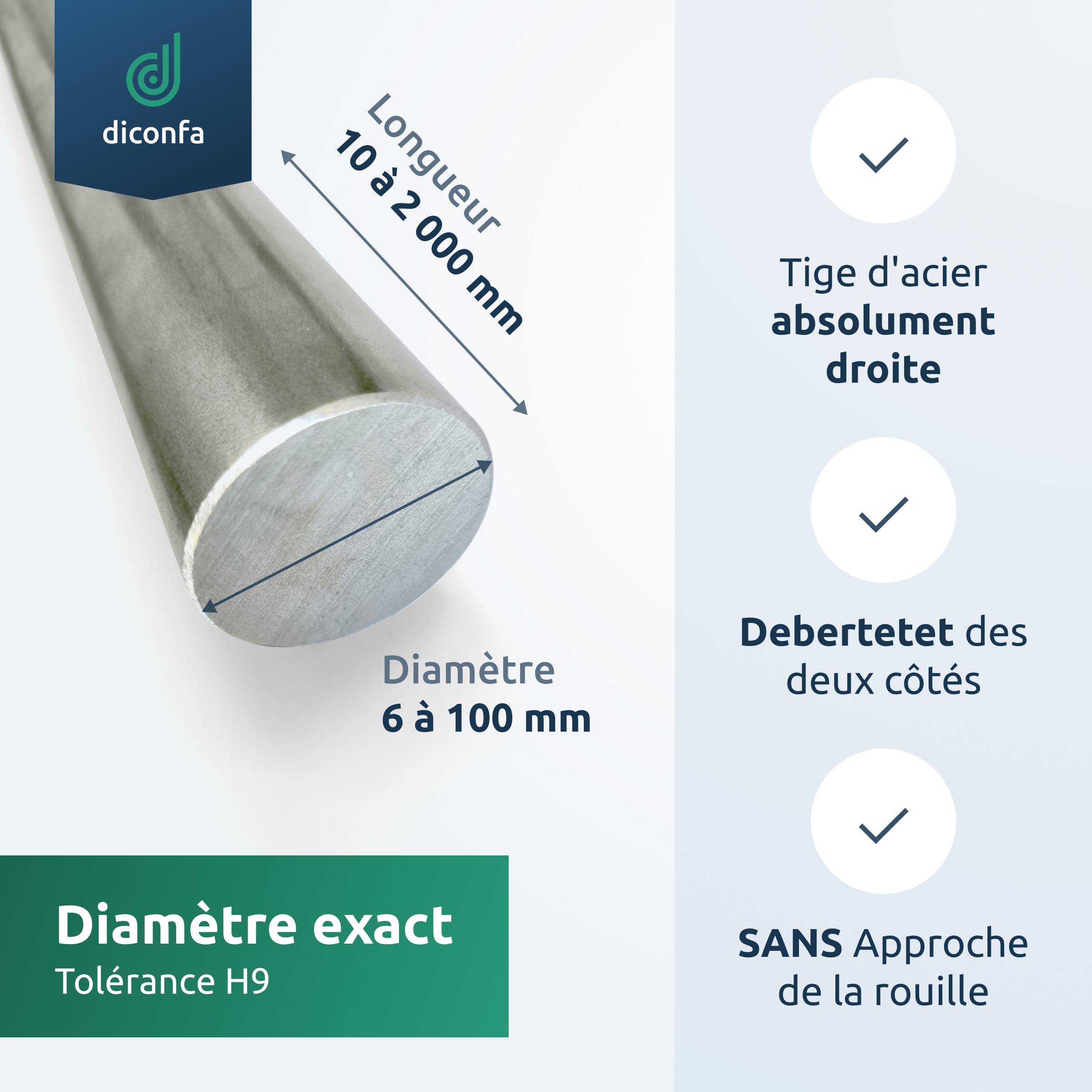 diconfa Acier rond S355 J2+C sur mesure