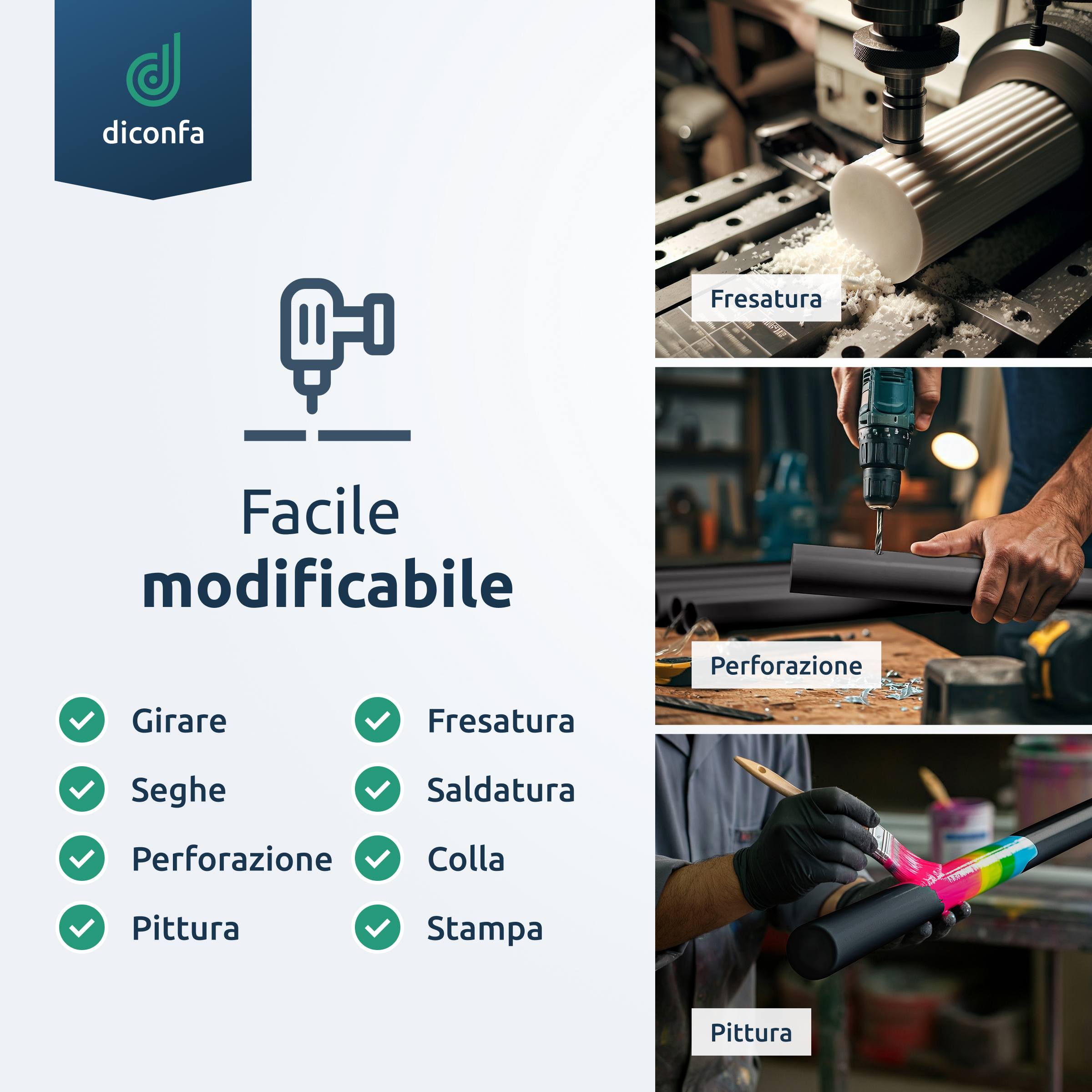 Asta tonda in PVC rossa su misura