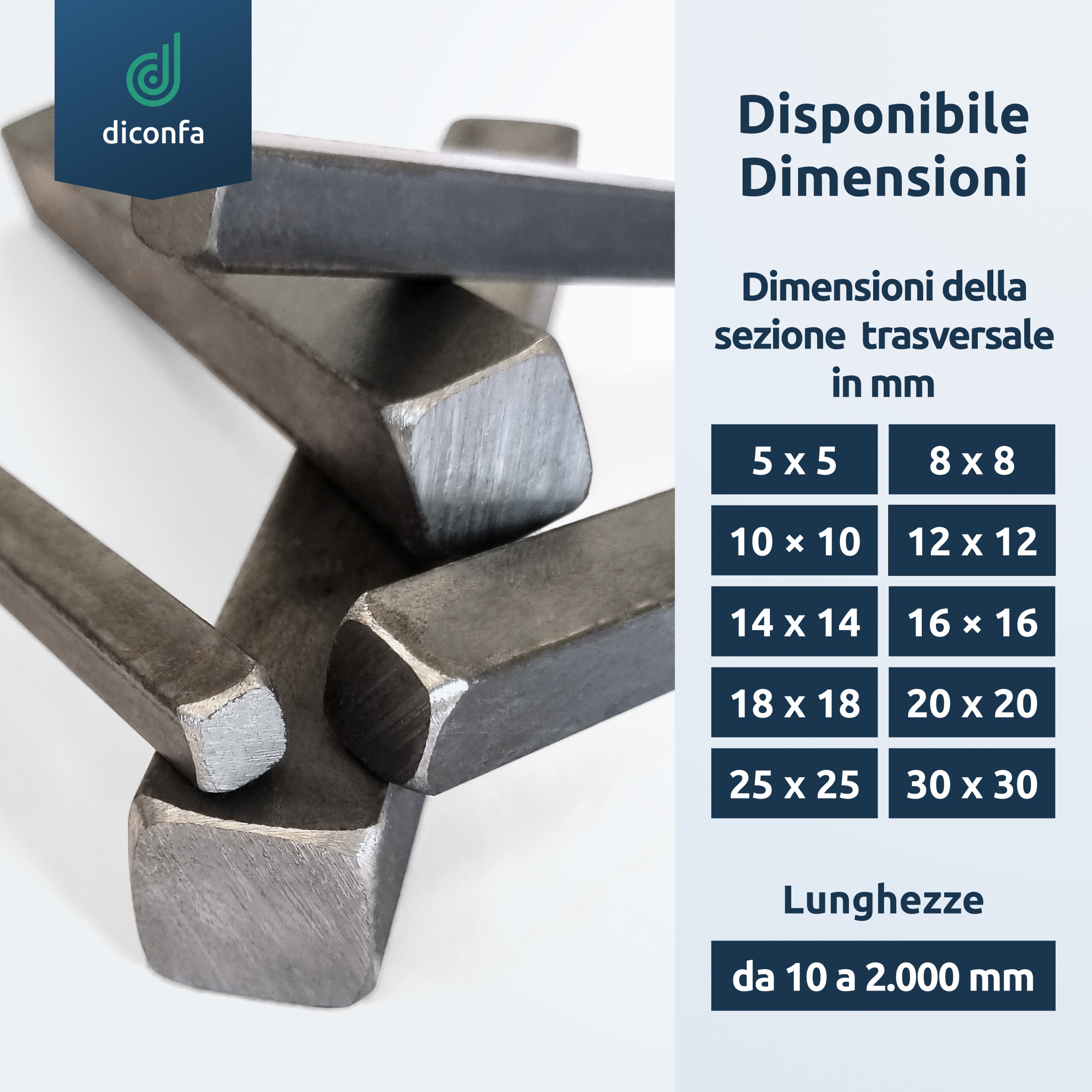 Acciaio quadrato S235JR ST37 su misura