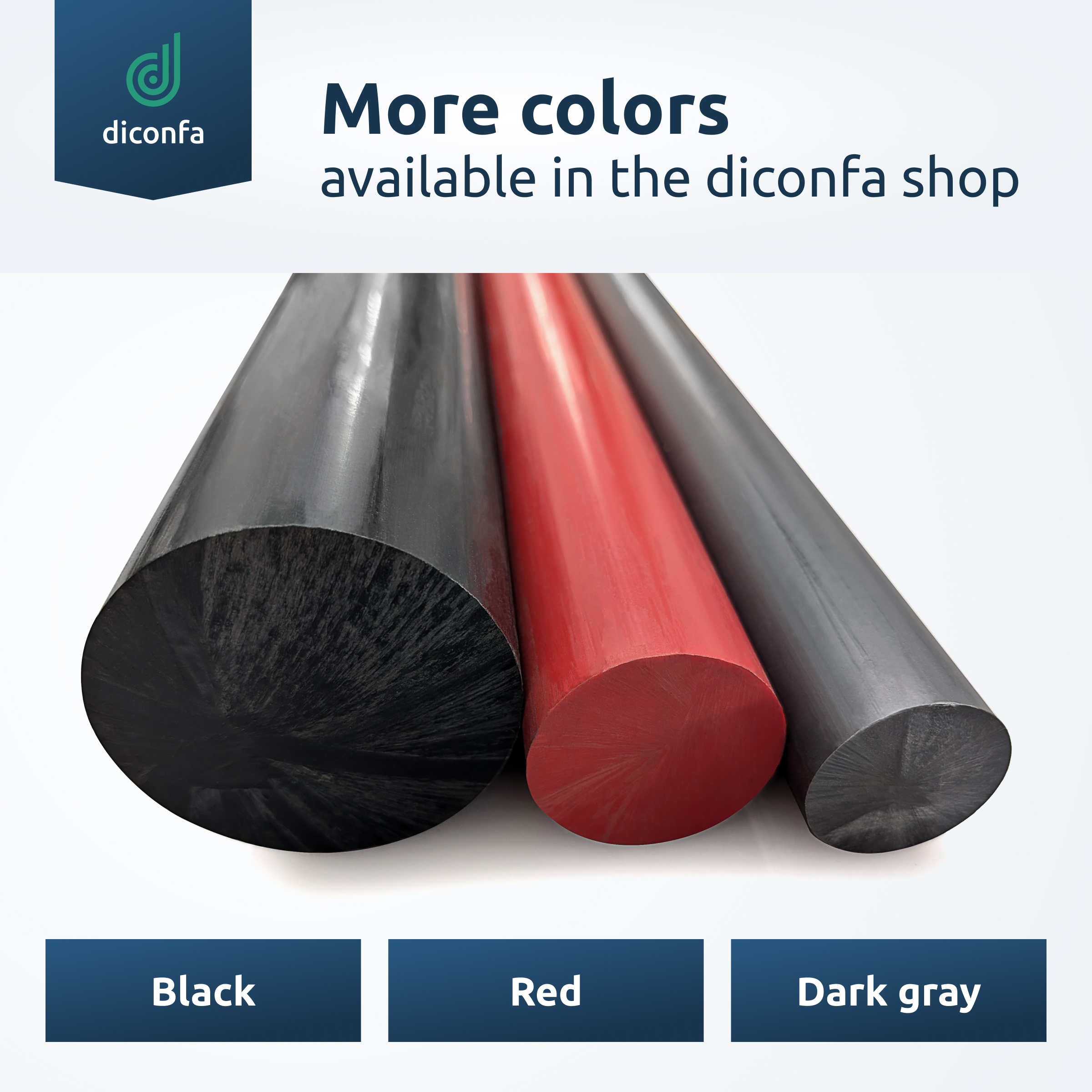 diconfa black PVC Round Rod - made to measure
